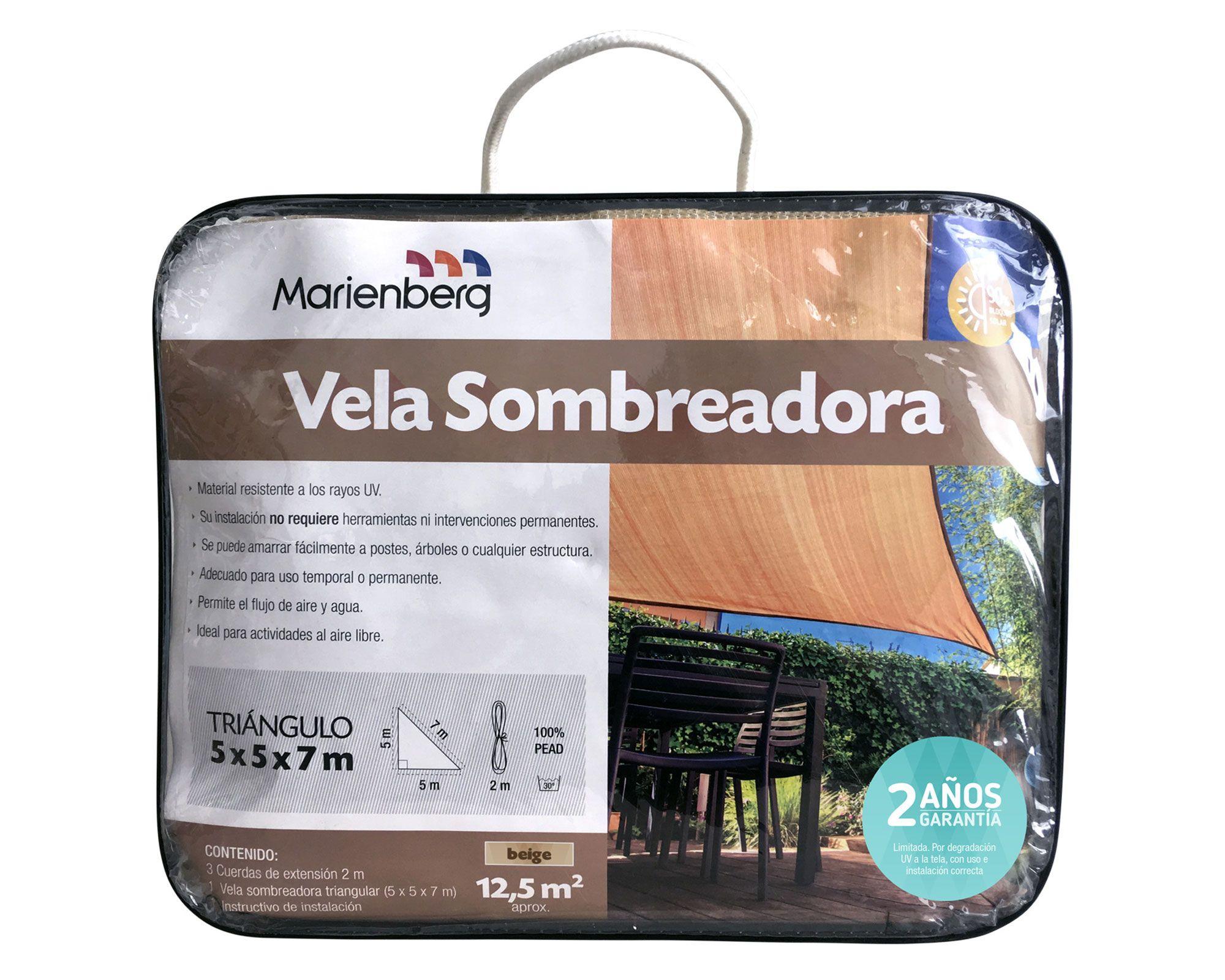 Vela sombreadora 5x5x7 m triángulo beige Marienberg-1
