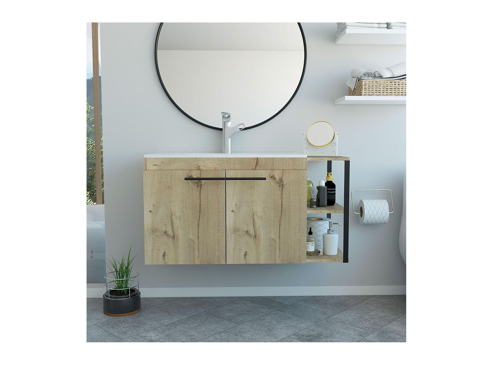 Mueble vanitorio 2 puertas 100 cm Khari duna TuHome.-4