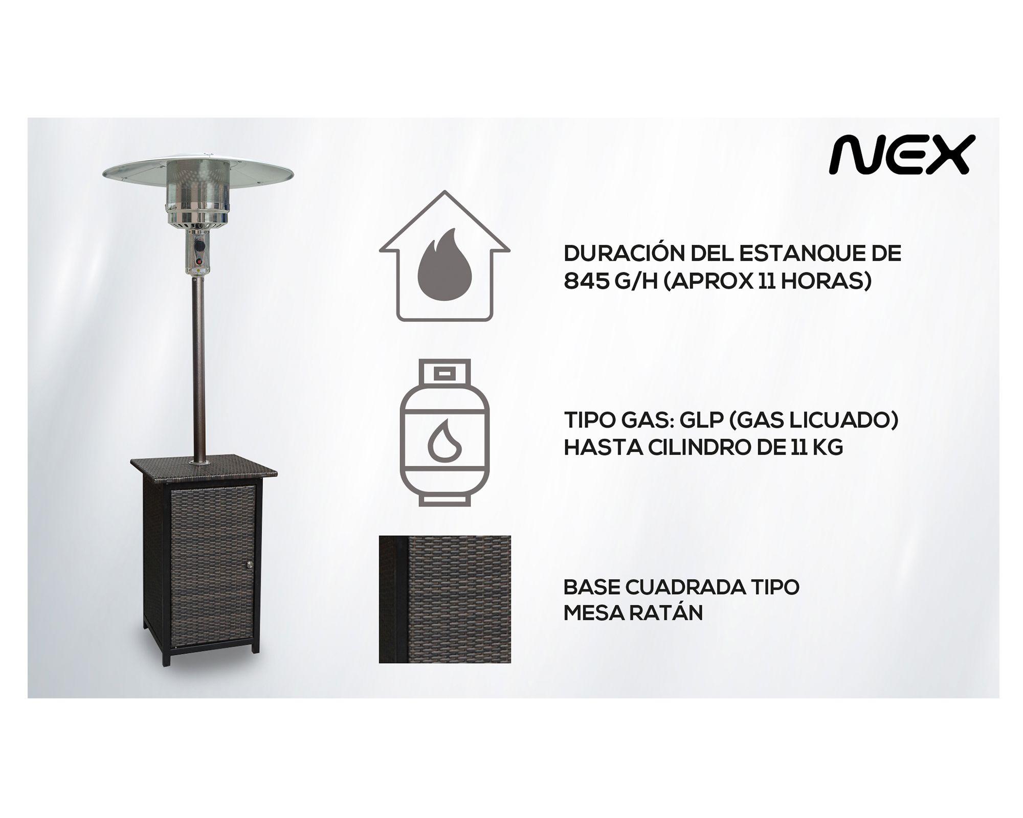 Estufa de patio a gas 11 kg PH0020120 rattan Nex-4