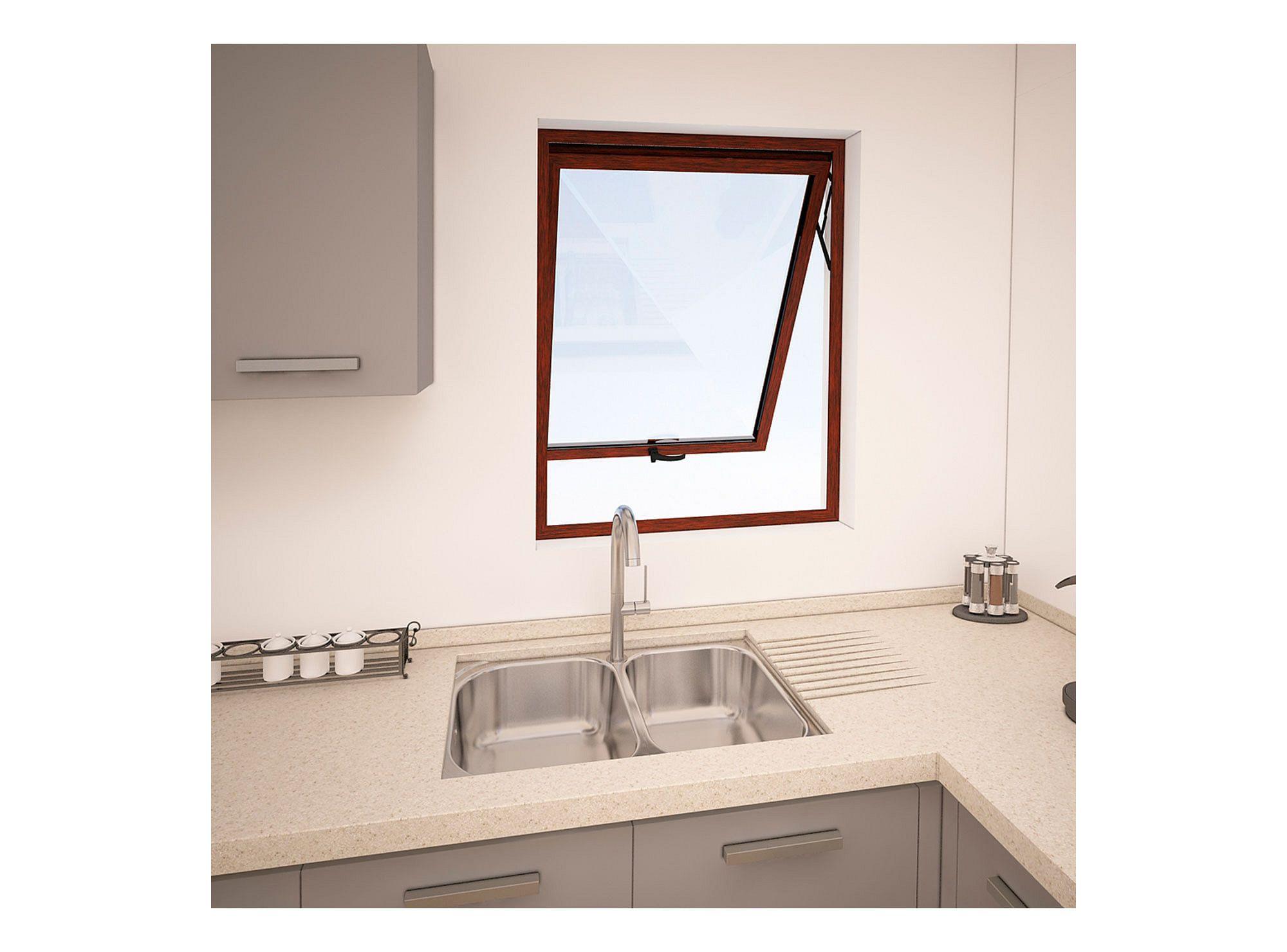 Ventana Aluminio 60x60 cm Termopanel Proyectante Madera Mundo Glass-3