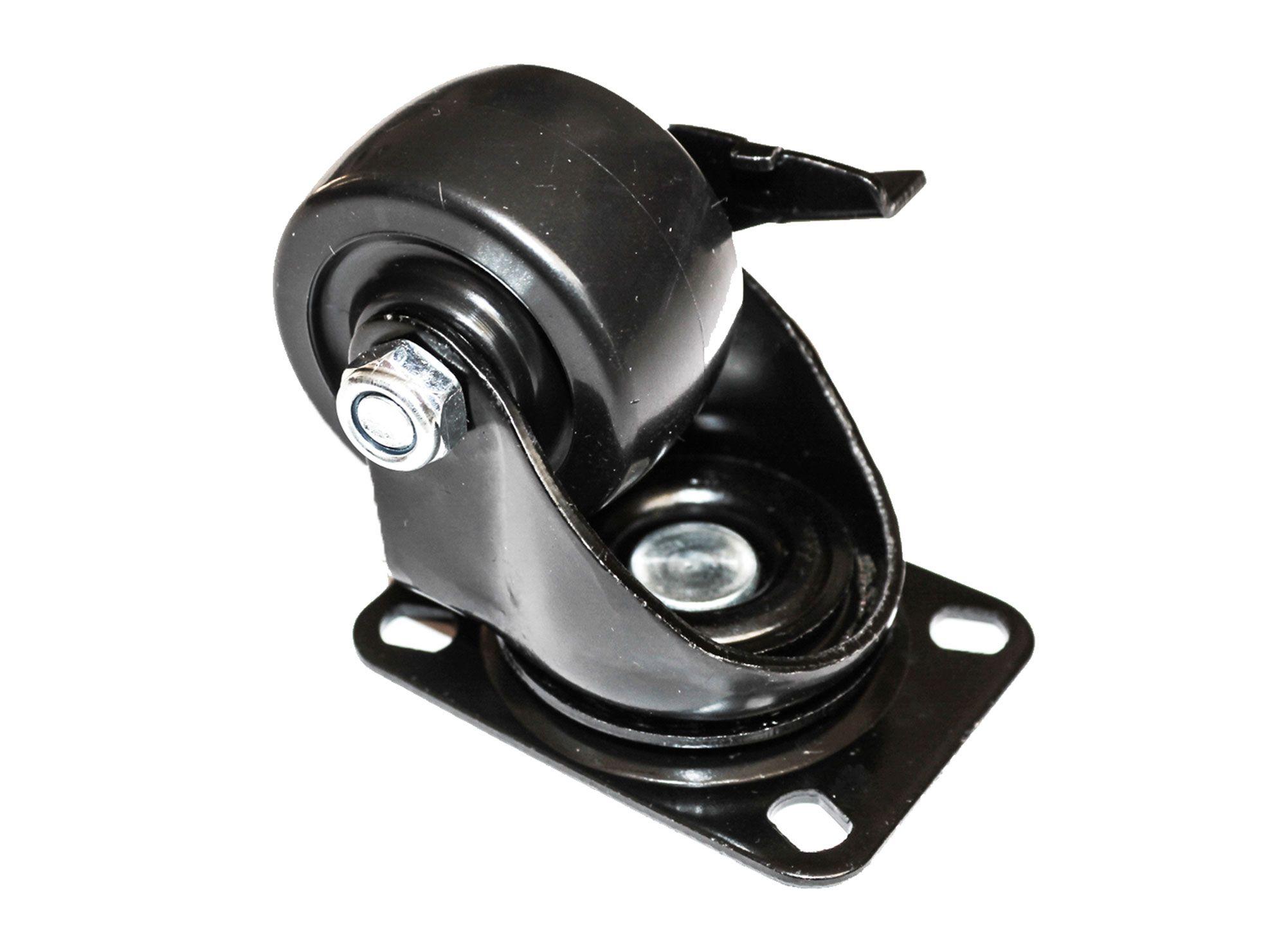 Rueda 50 mm placa con freno negro Gevemac-3