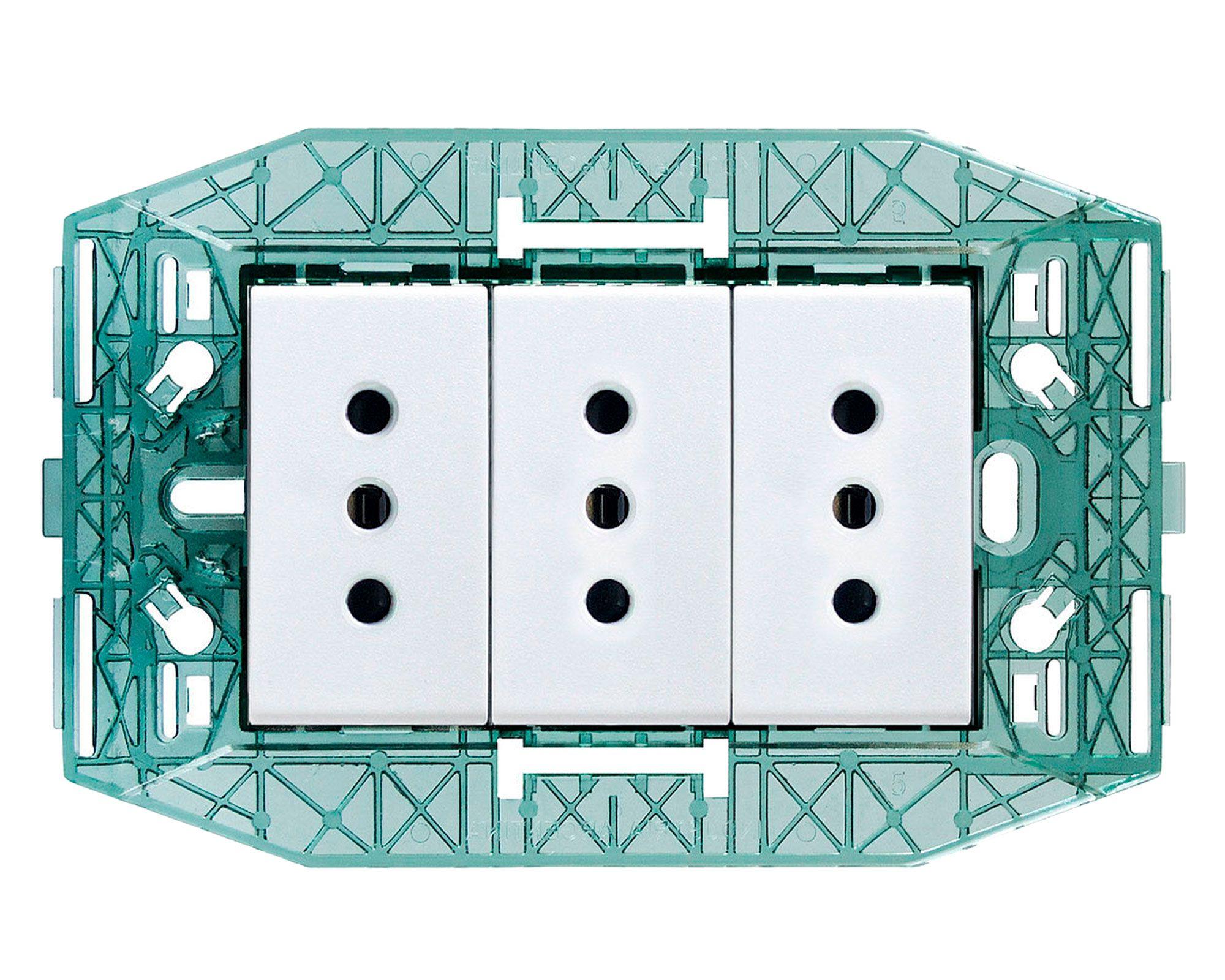 Placa semiarmada tomacorriente 10A 2P+T blanco Kalop-0