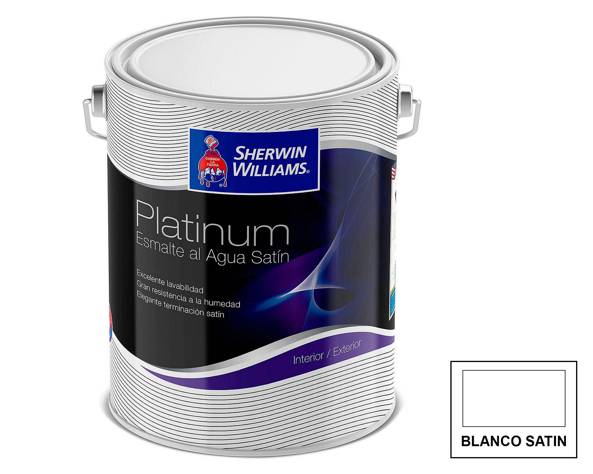 Esmalte al agua 1 galón Platinum blanco satín Sherwin Williams-2