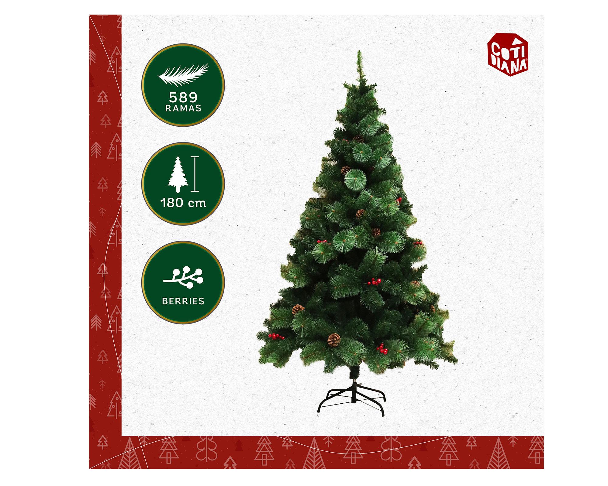 Árbol de navidad con berries 1,8 m 589 ramas-3