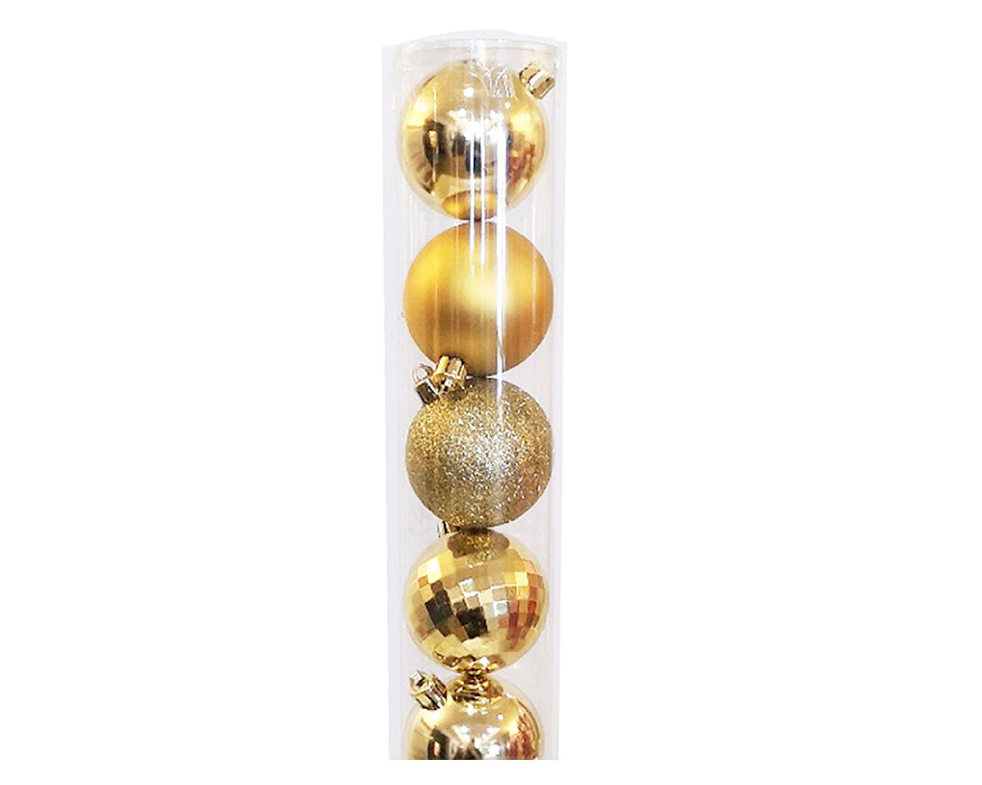 Esferas navidad 6 cm Disco gold 12 unidades-1
