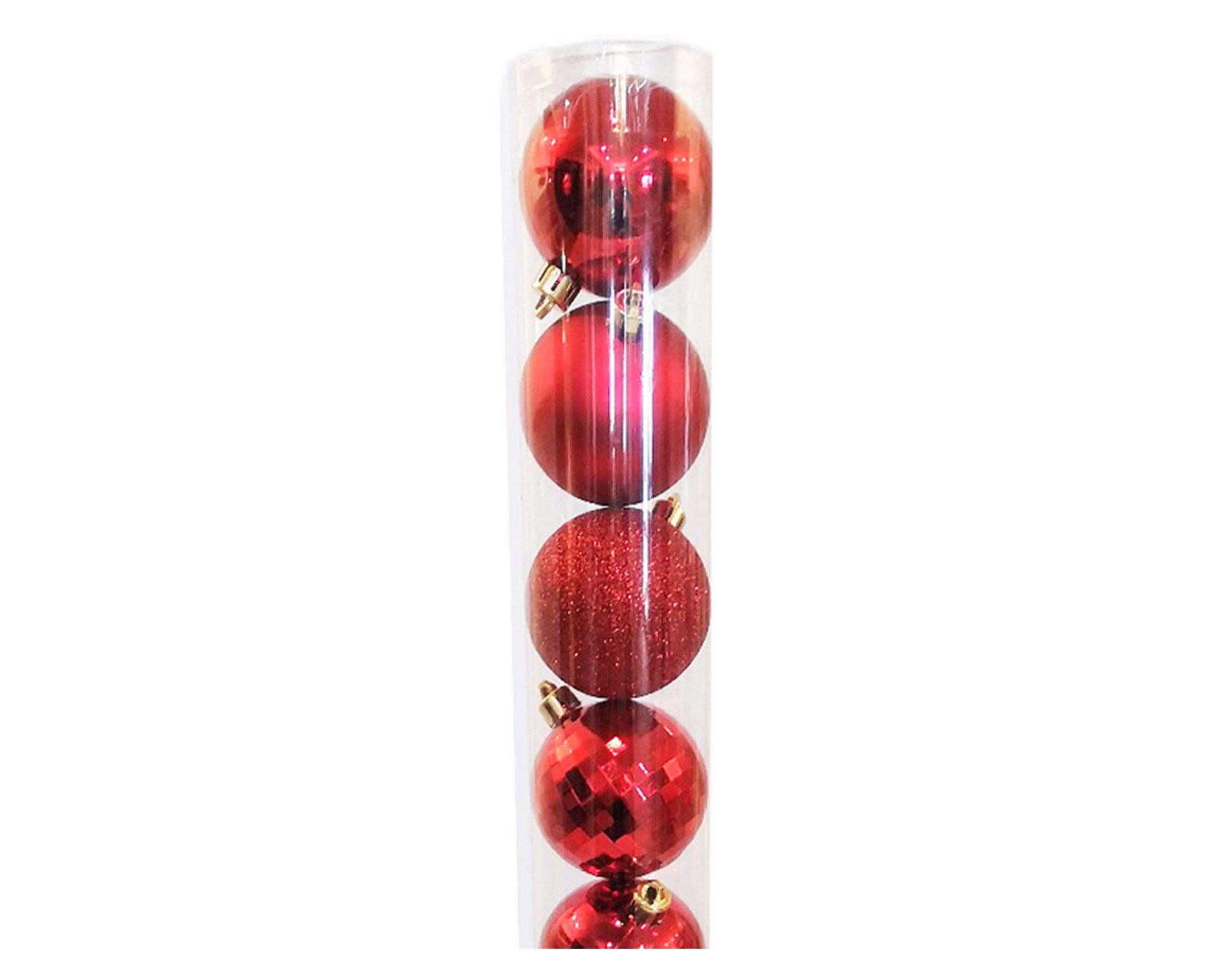 Esfera navidad 6 cm Disco rojo 12 unidades-1