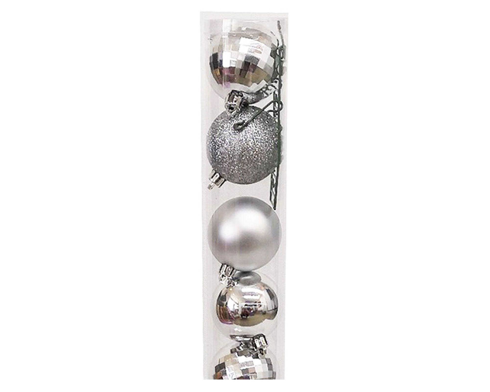 Esfera navidad 6 cm Disco silver 12 unidades-2