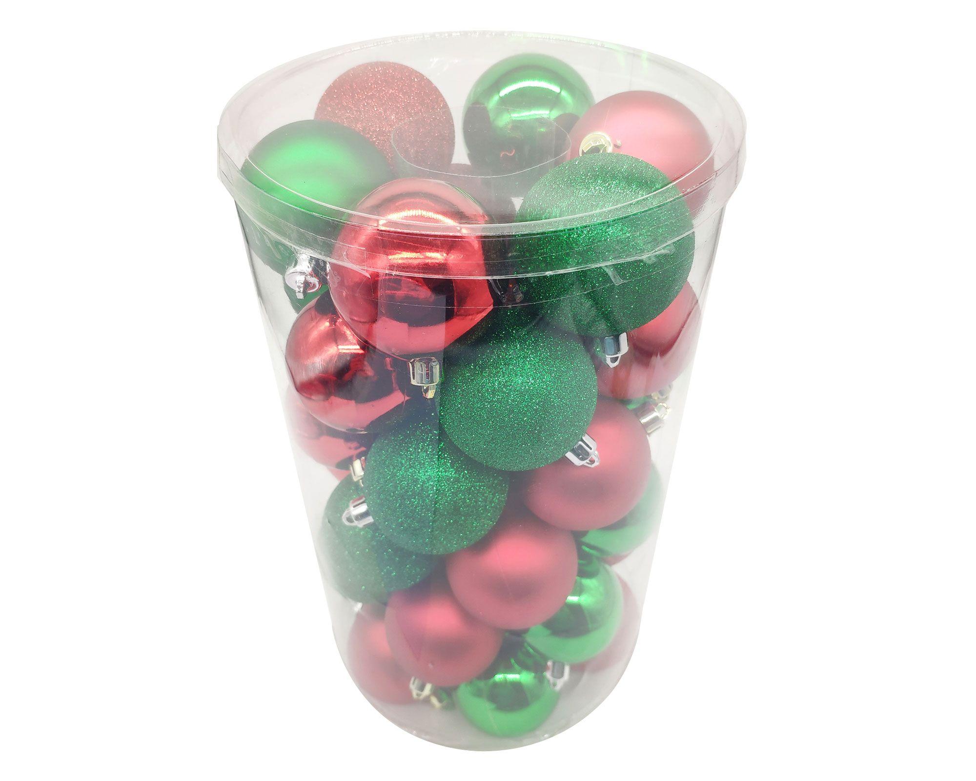 Esfera 6 cm rojo/verde 36 piezas-0