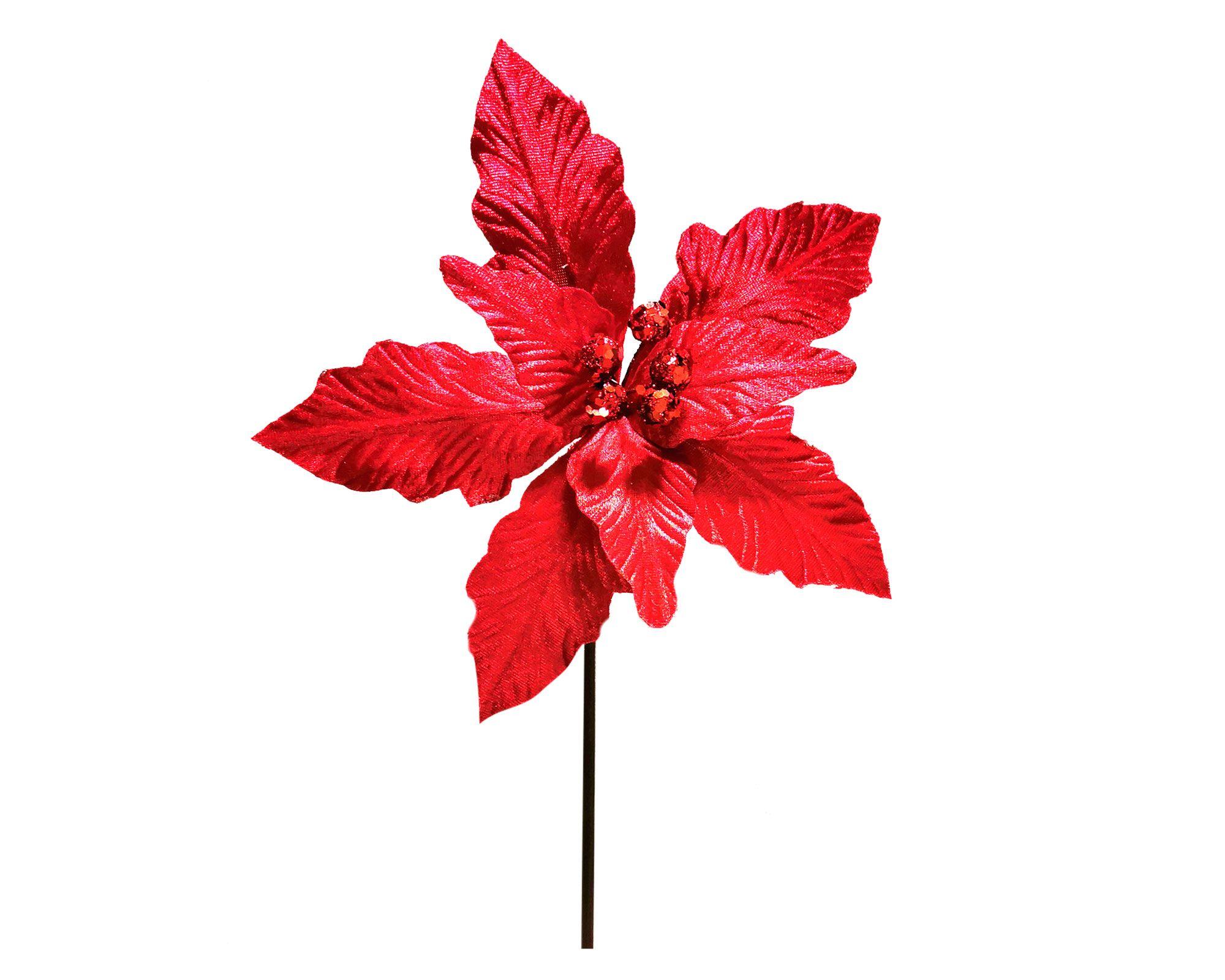 Flor navideña 25 cm Ponsettia rojo-0