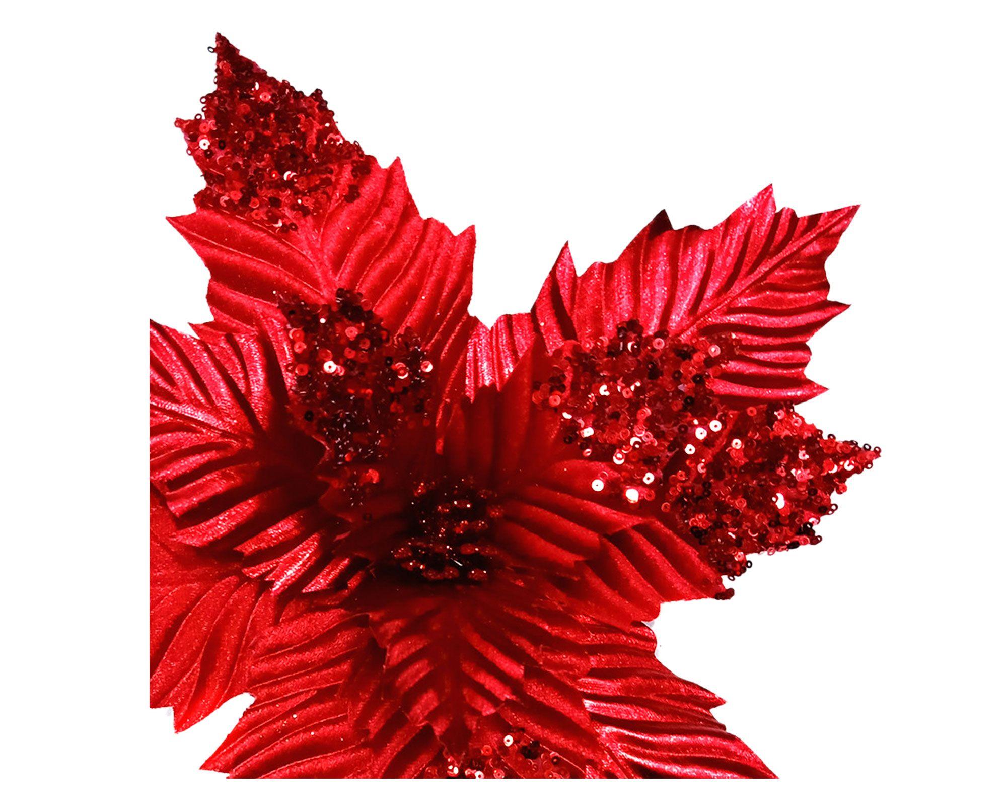 Flor navideña 33 cm Ponsettia mixta rojo-1