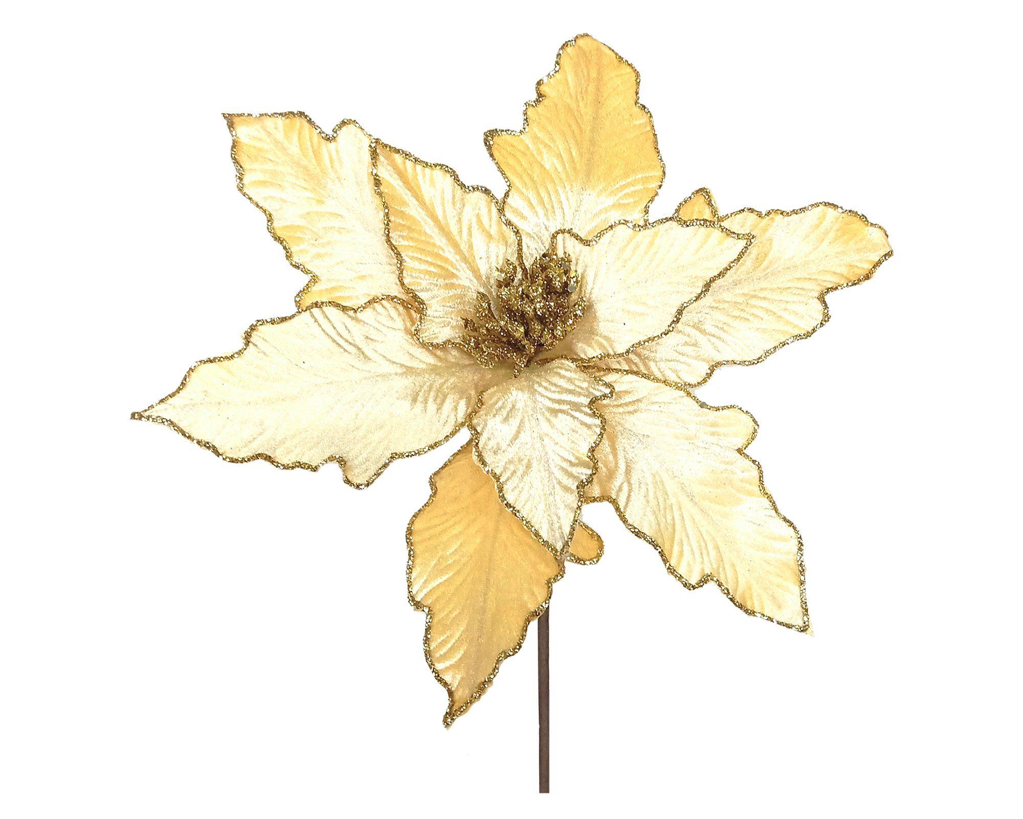 Flor navideña 33 cm Ponsettia gold-0
