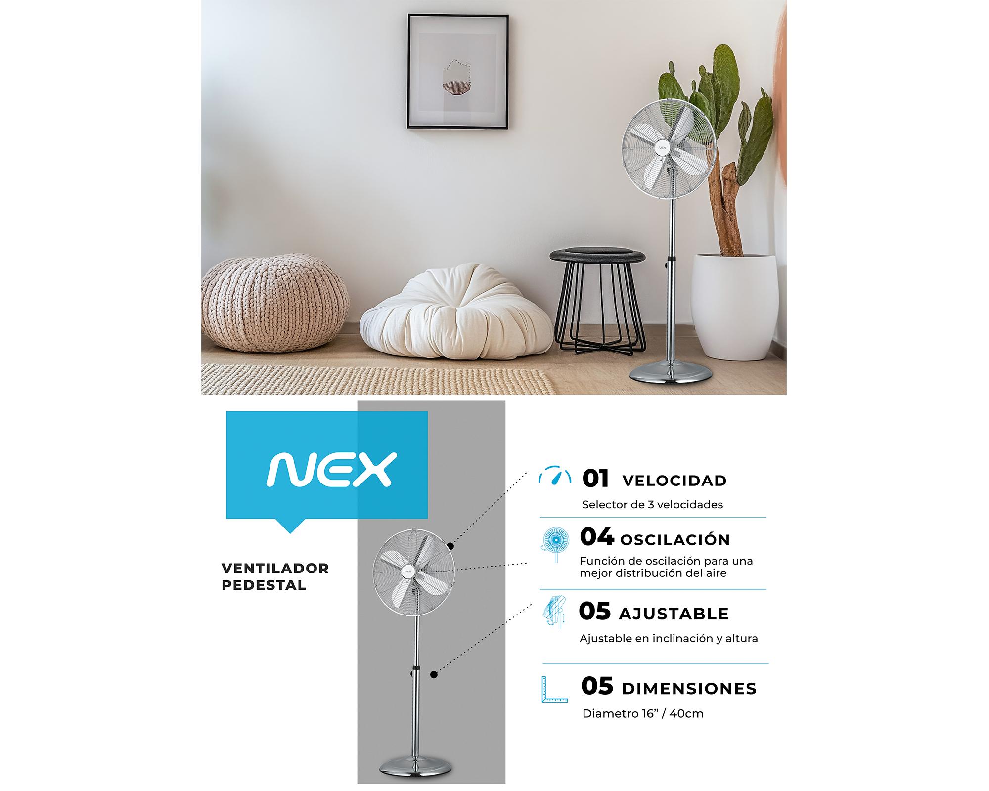 Ventilador pedestal 16'' DCP1620I cromo Nex-4