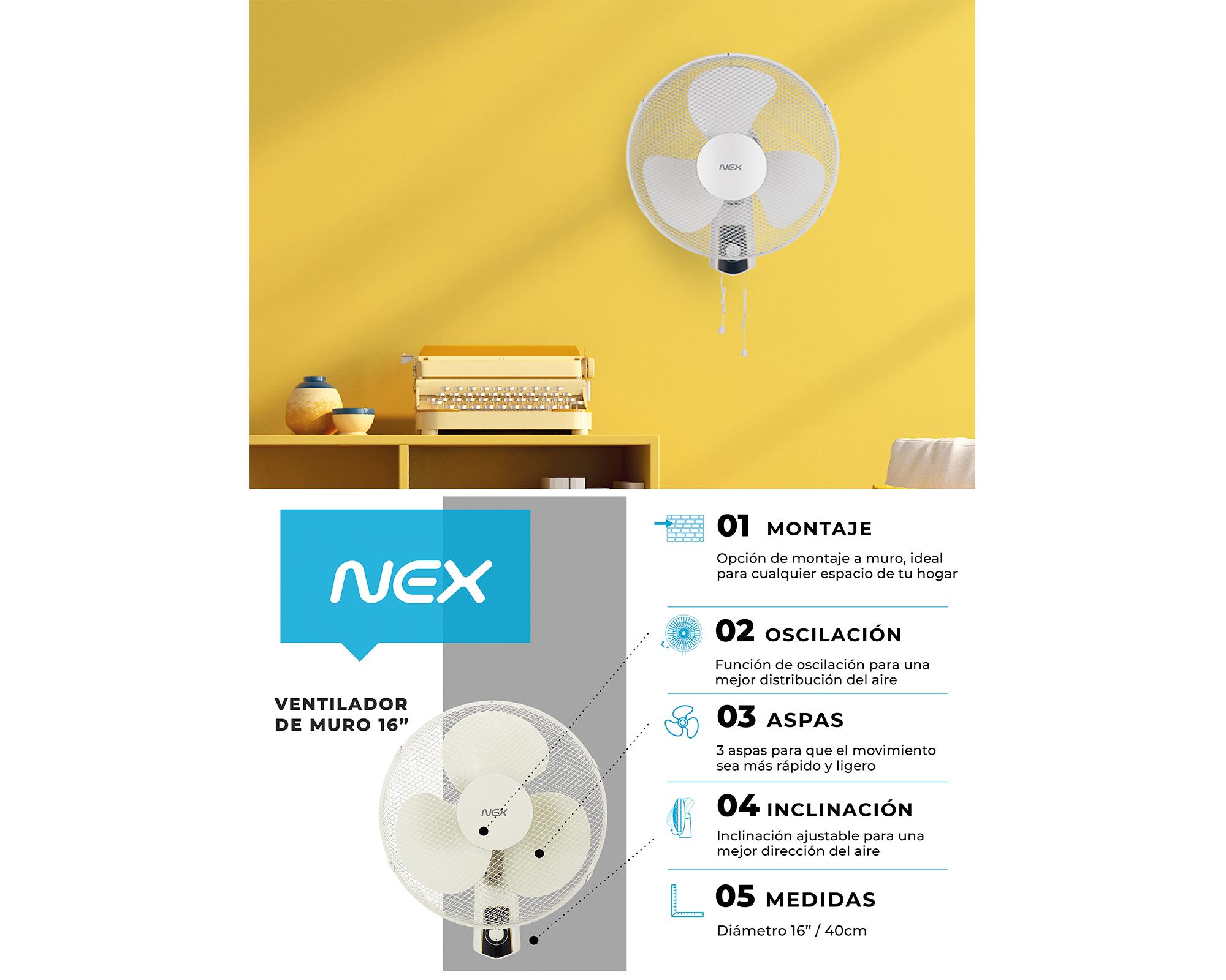 Ventilador mural 16'' VPD1600 blanco Nex-8