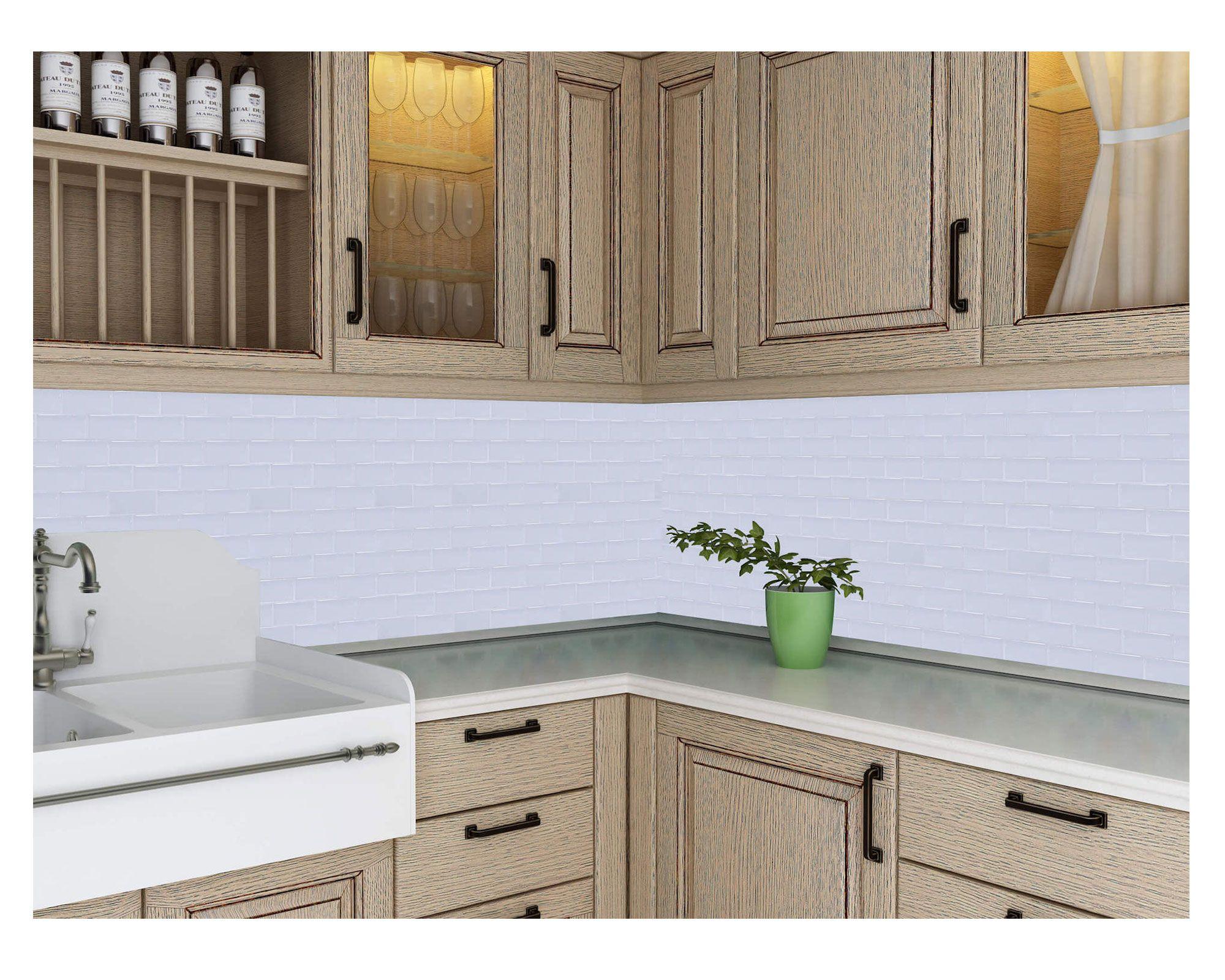 Mosaico autoadhesivo 30x30 cm brick blanco Dekora2-2