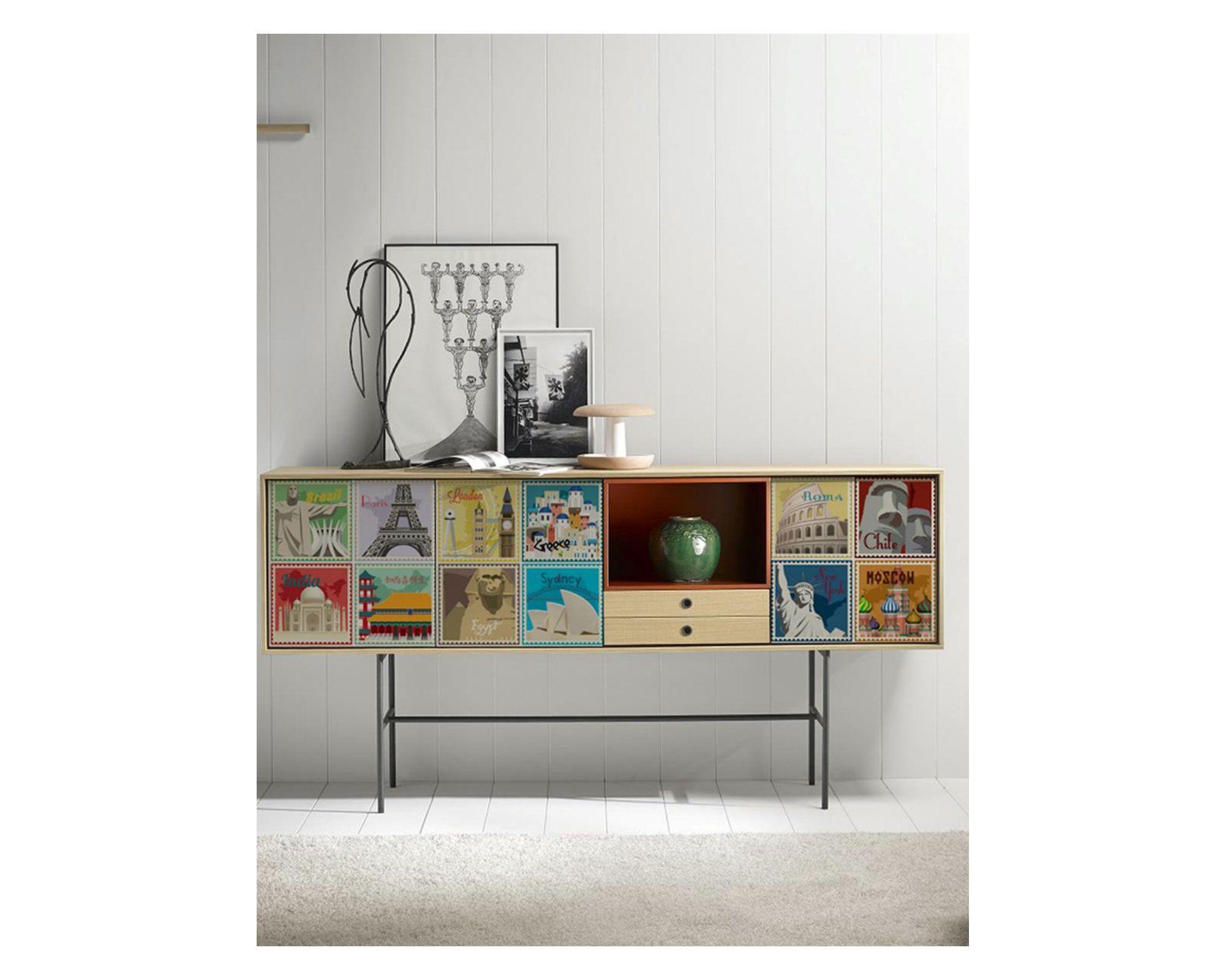Vinilo adhesivo 15x15 cm Travel 12 unidades-2