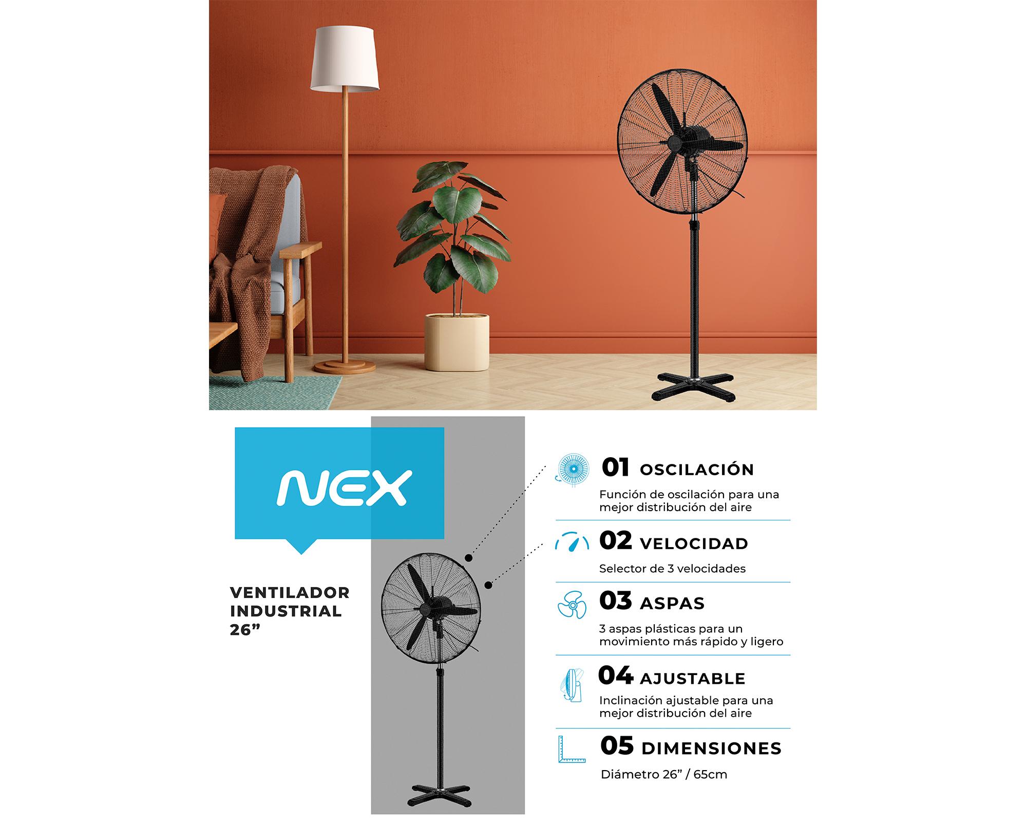 Ventilador pedestal 26'' INF2610x negro Nex-4