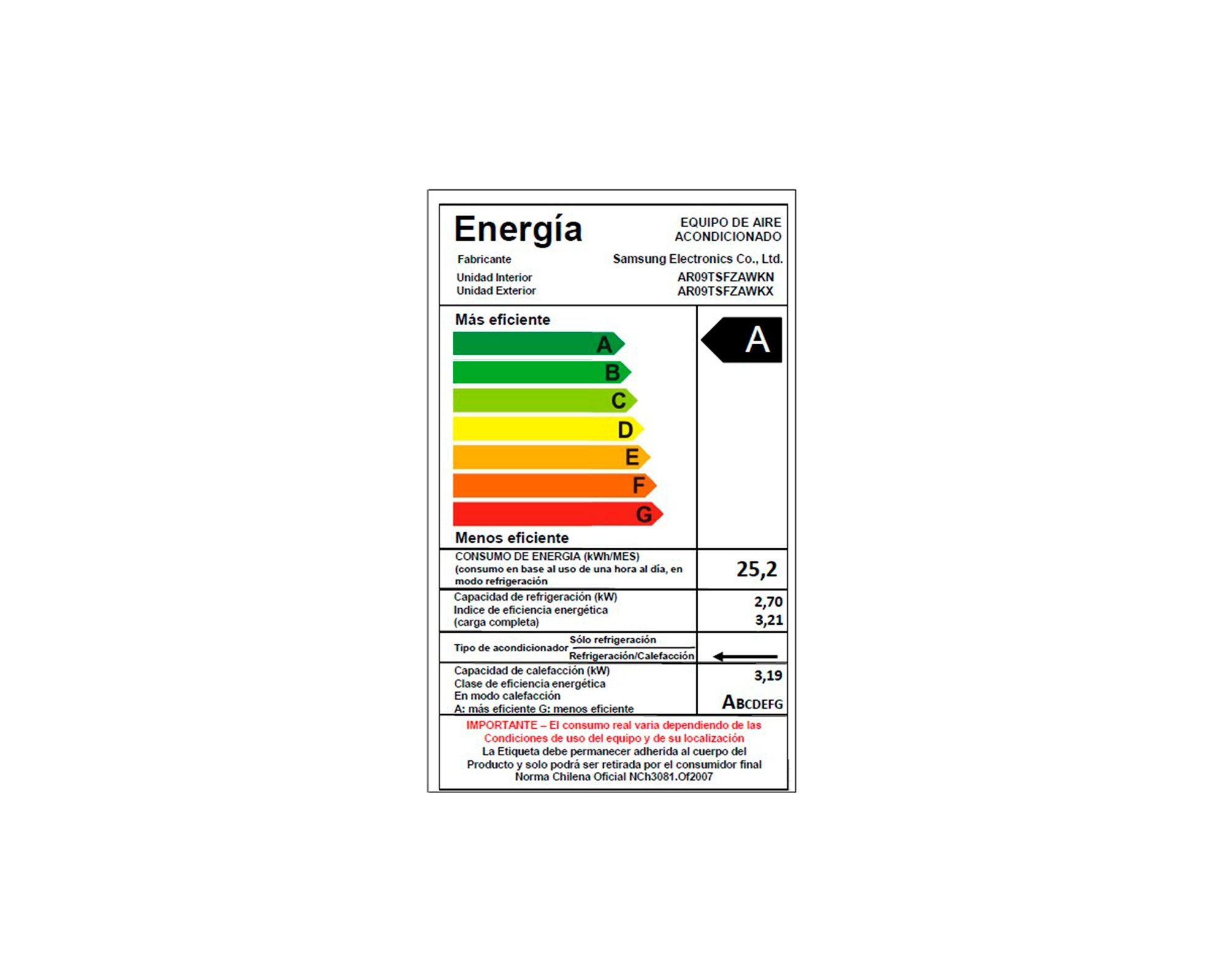Aire Acondicionado Split Inverter 9000 BTU WIFI Samsung AR09TSFZAWK/ZS-7