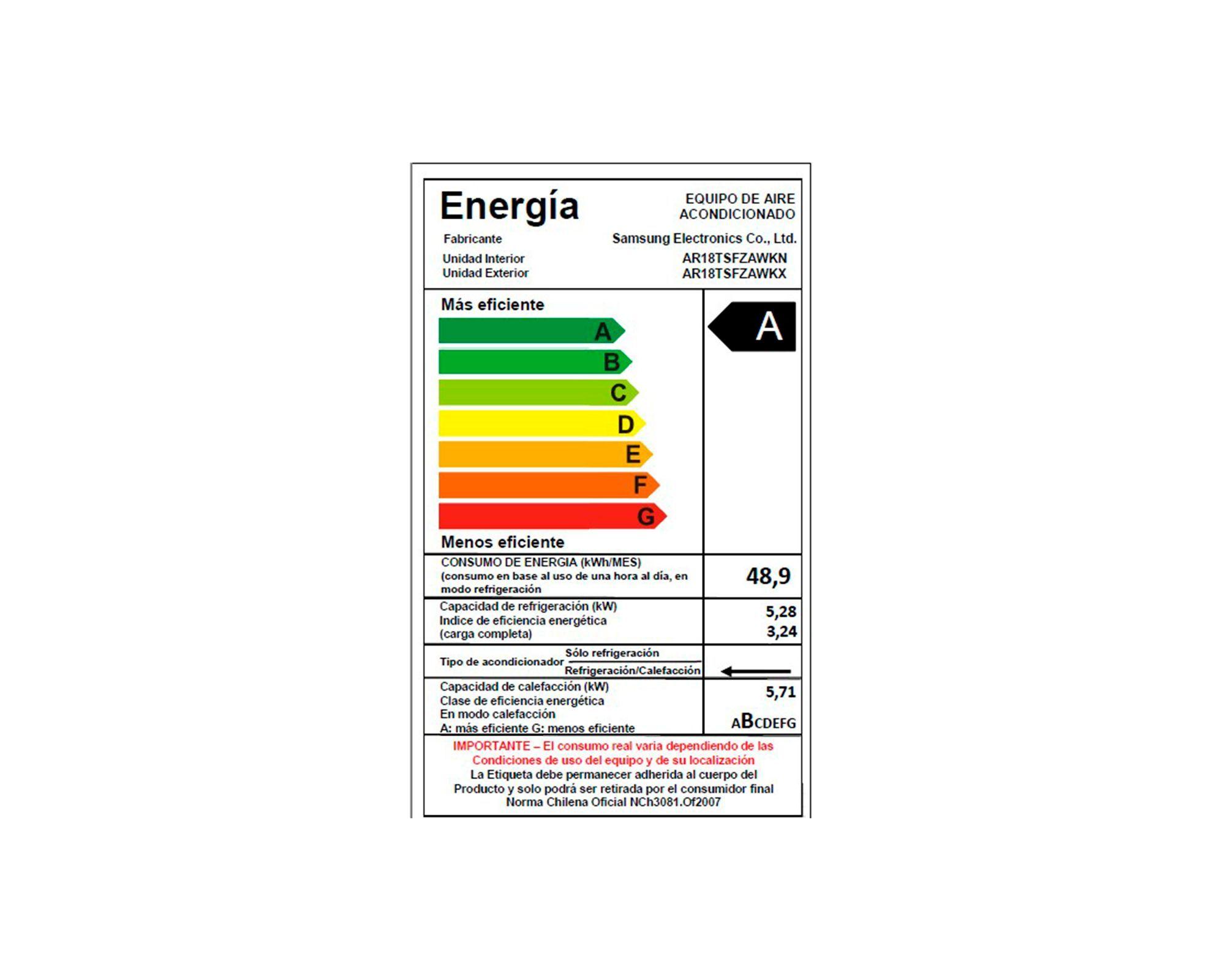 Aire Acondicionado Split Inverter 18000 BTU WIFI Samsung AR18TSFZAWK/ZS-9