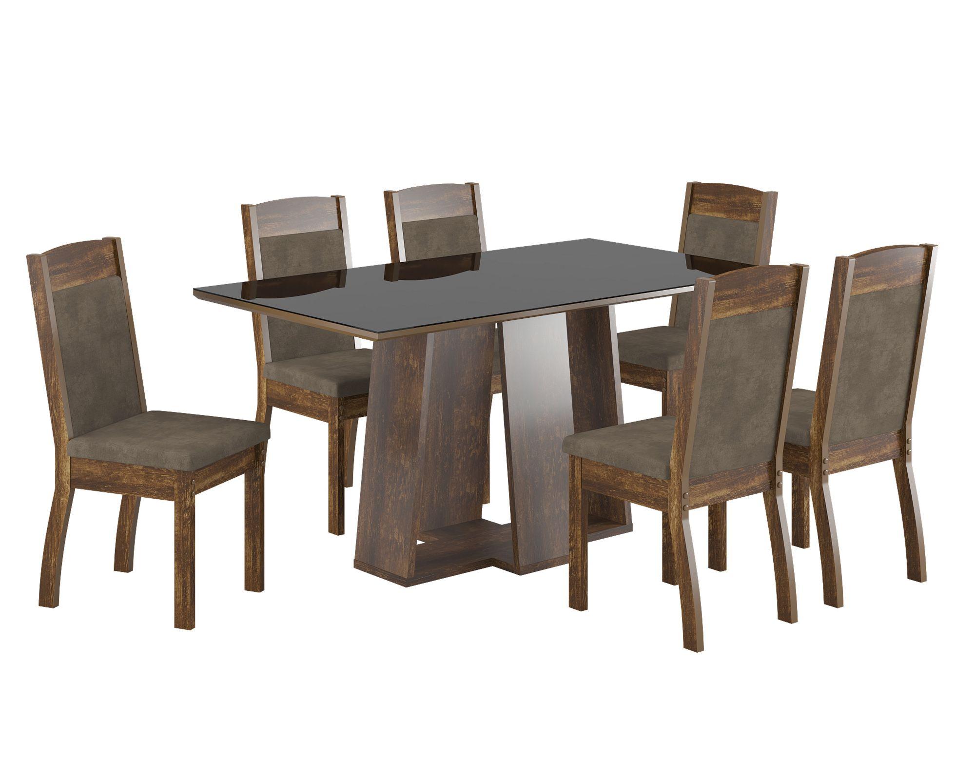 Comedor 6 sillas Kosan rústico/beige Home Mobili-0