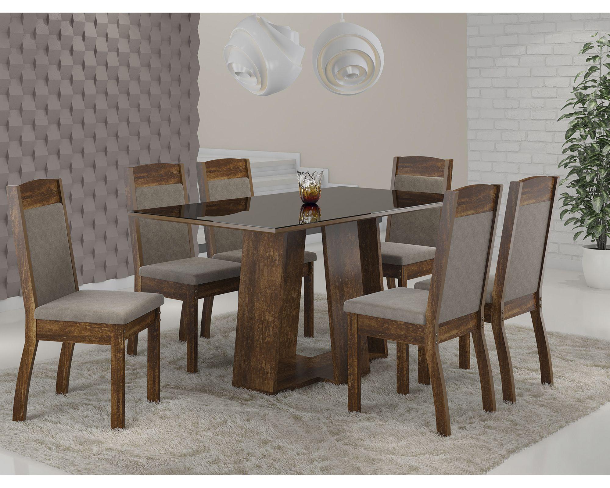 Comedor 6 sillas Kosan rústico/beige Home Mobili-3
