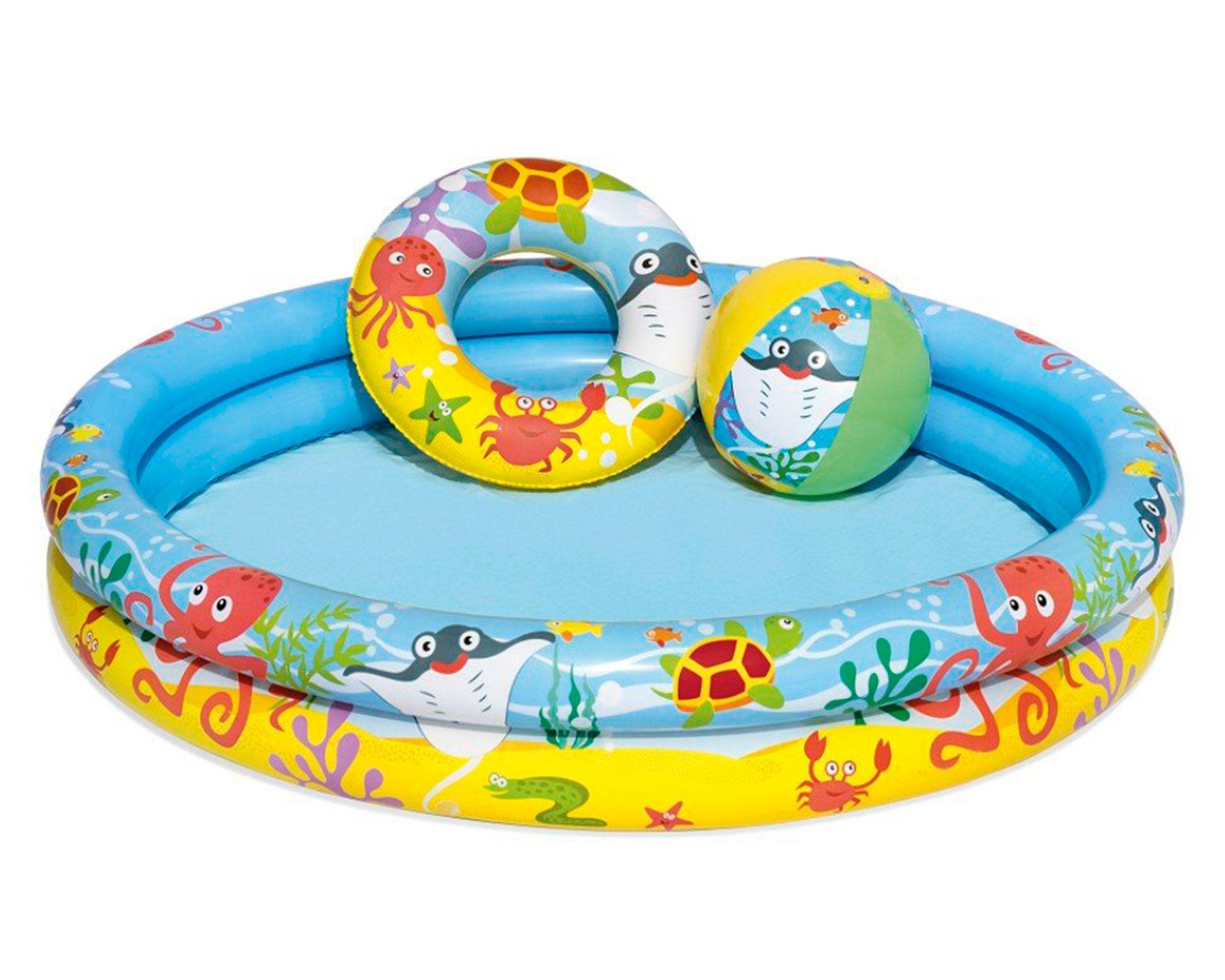 Piscina inflable 1,20 m 137 litros + flotador + pelota inflable Bestway-0