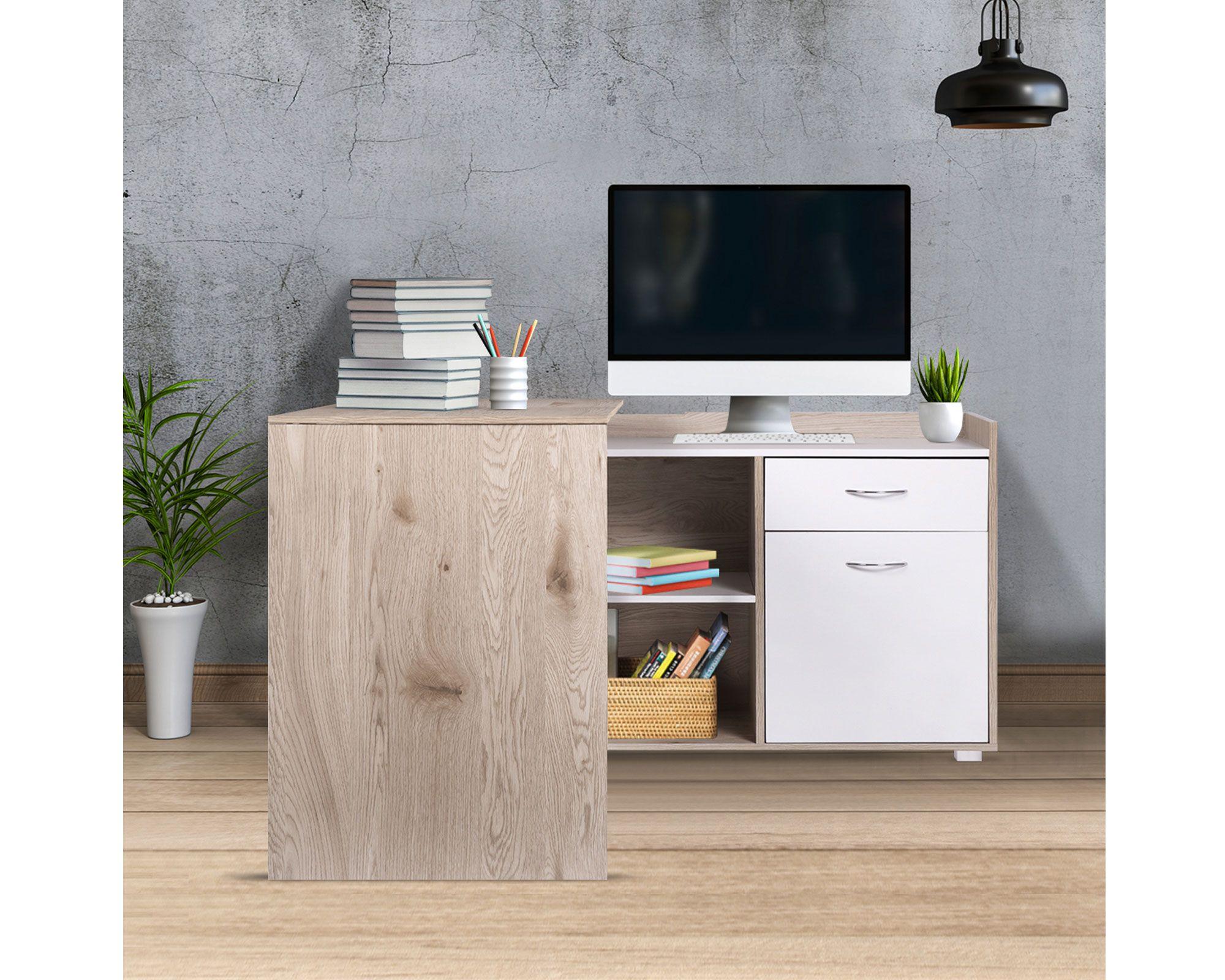 Escritorio esquinero natural/blanco M+Design-3