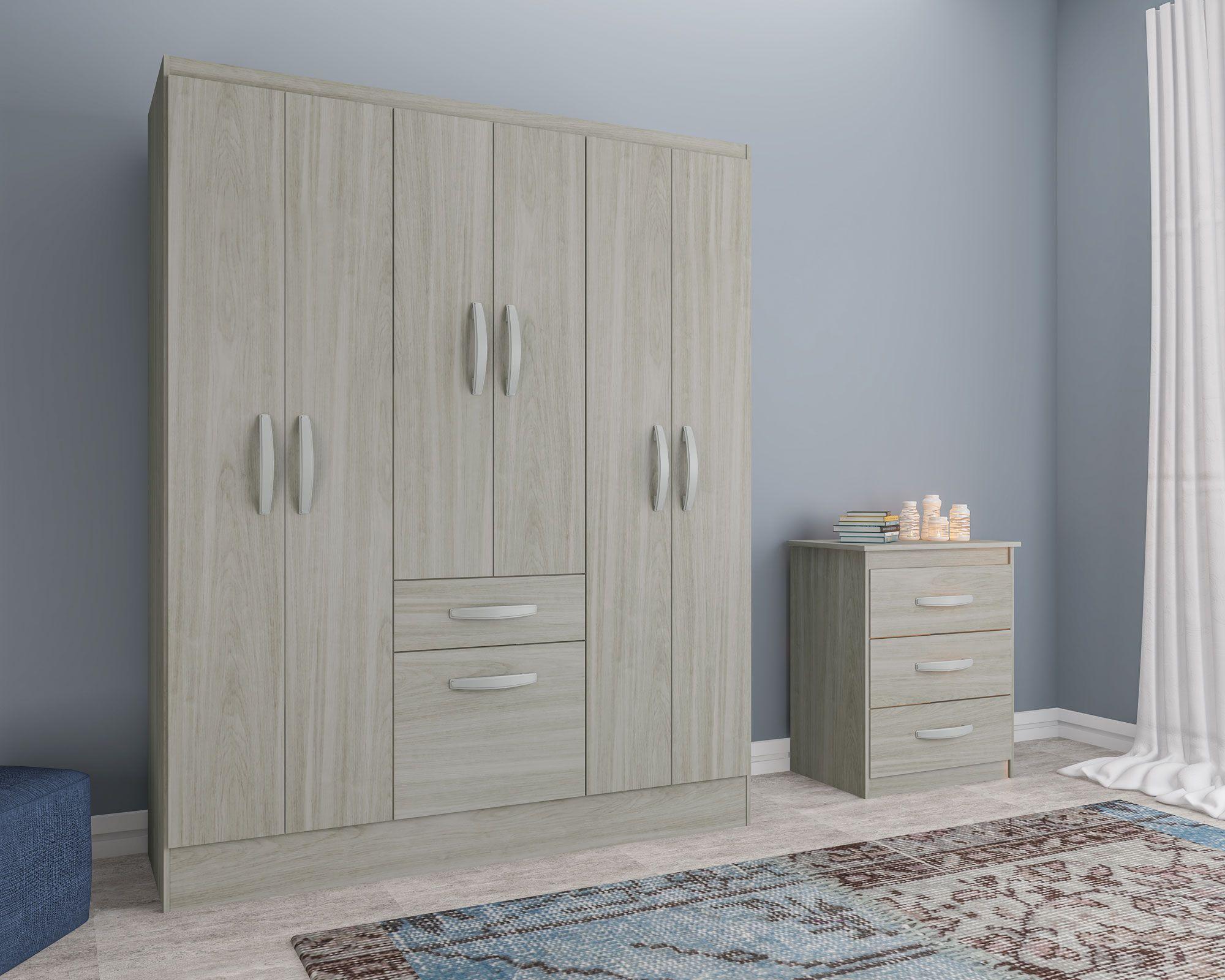 Clóset 6 puertas 2 cajones + cómoda 3 cajones crema M+Design-4