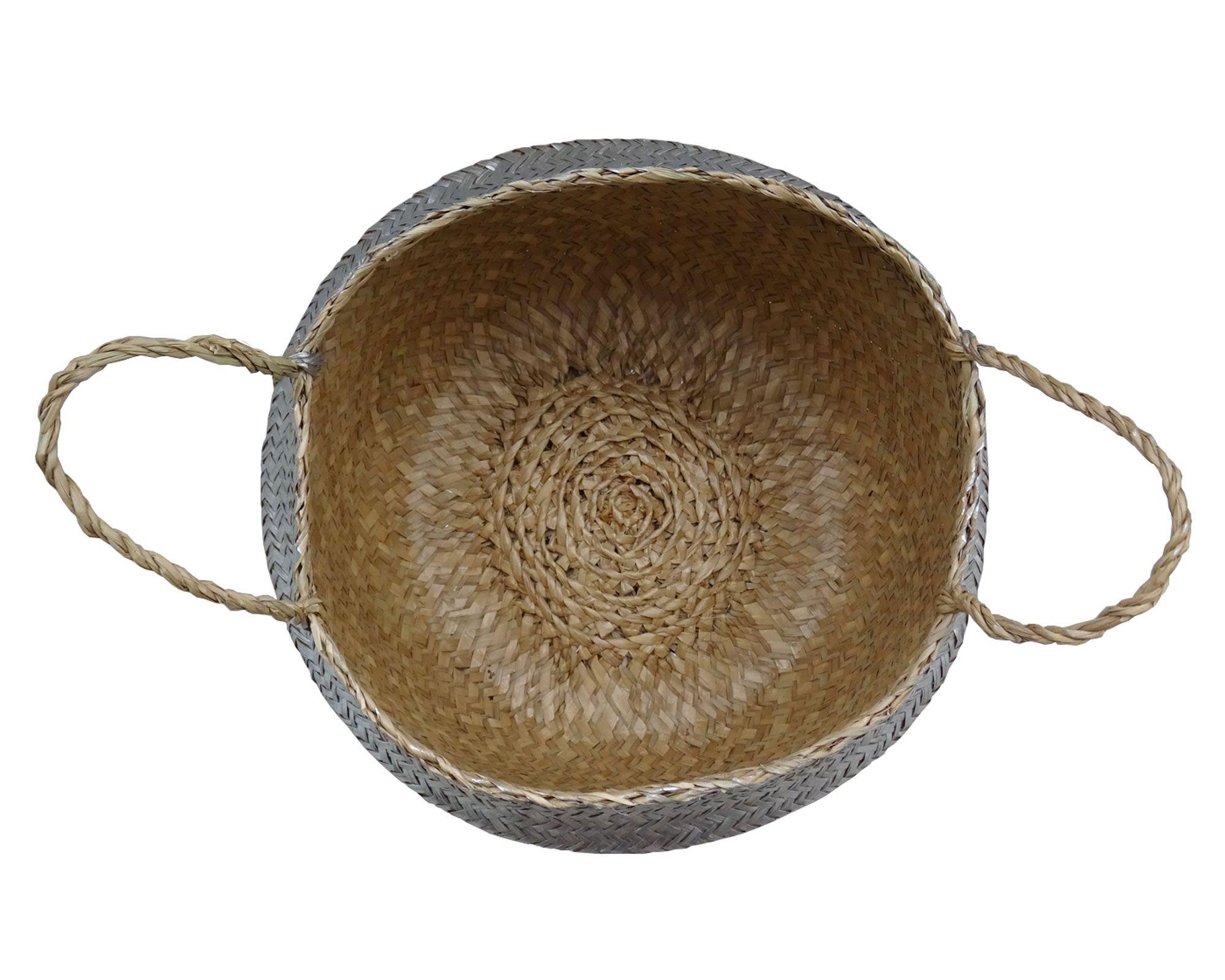 Canasto 35 cm fibra natural plateado Cotidiana-3