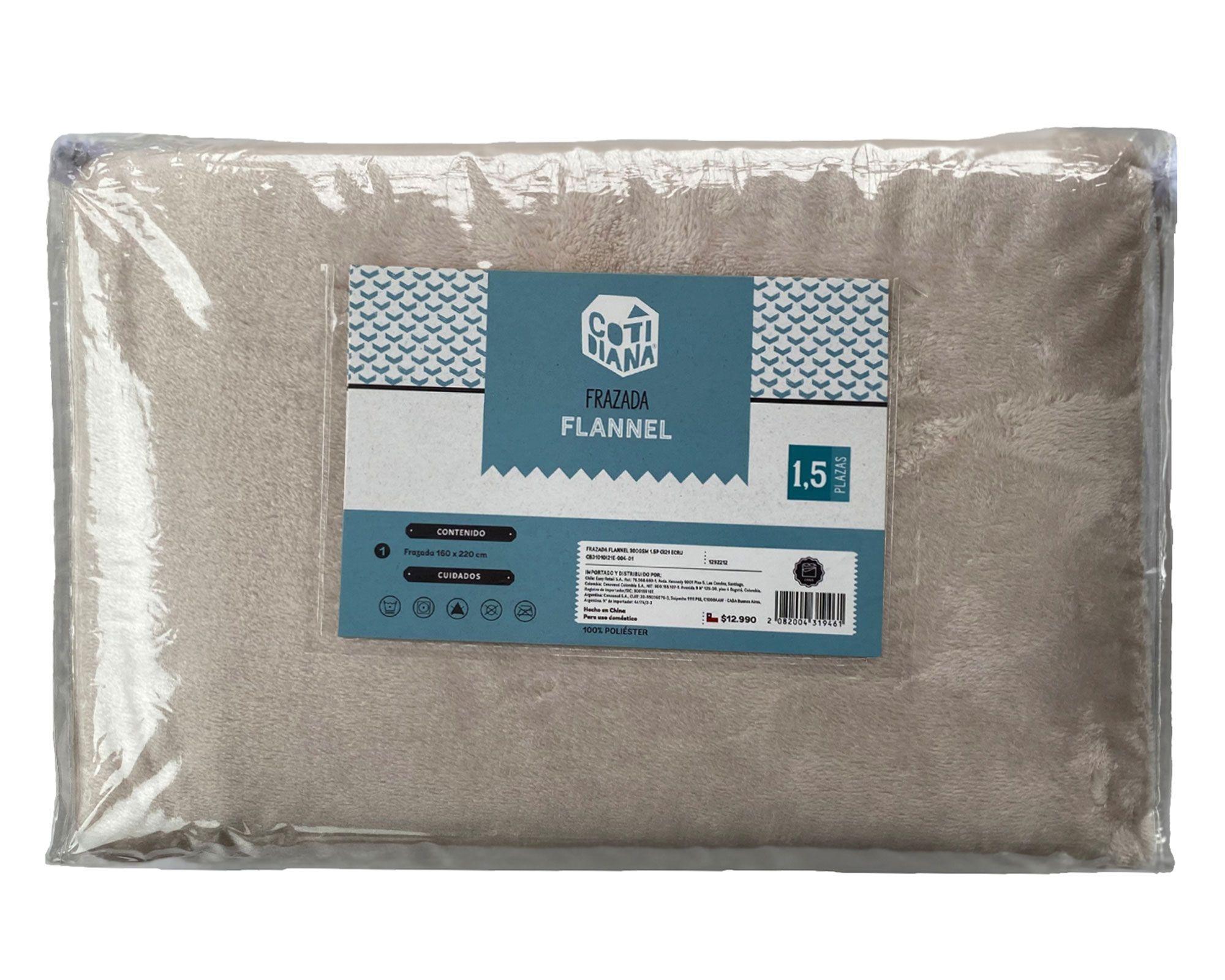 Frazada flannel 1,5 plazas ecru Cotidiana-0