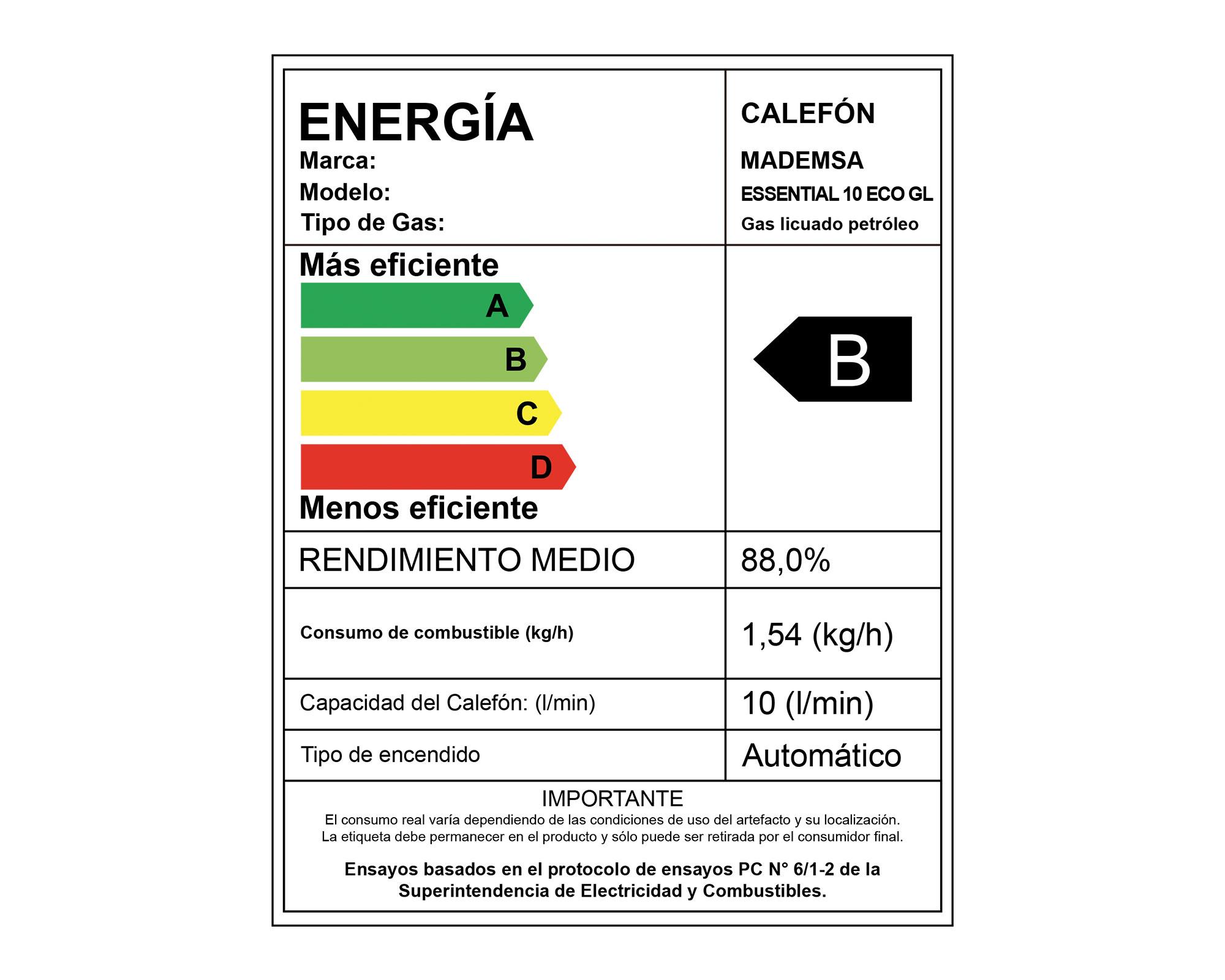 Calefont tiro natural 10 litros gas licuado Essential Eco-5