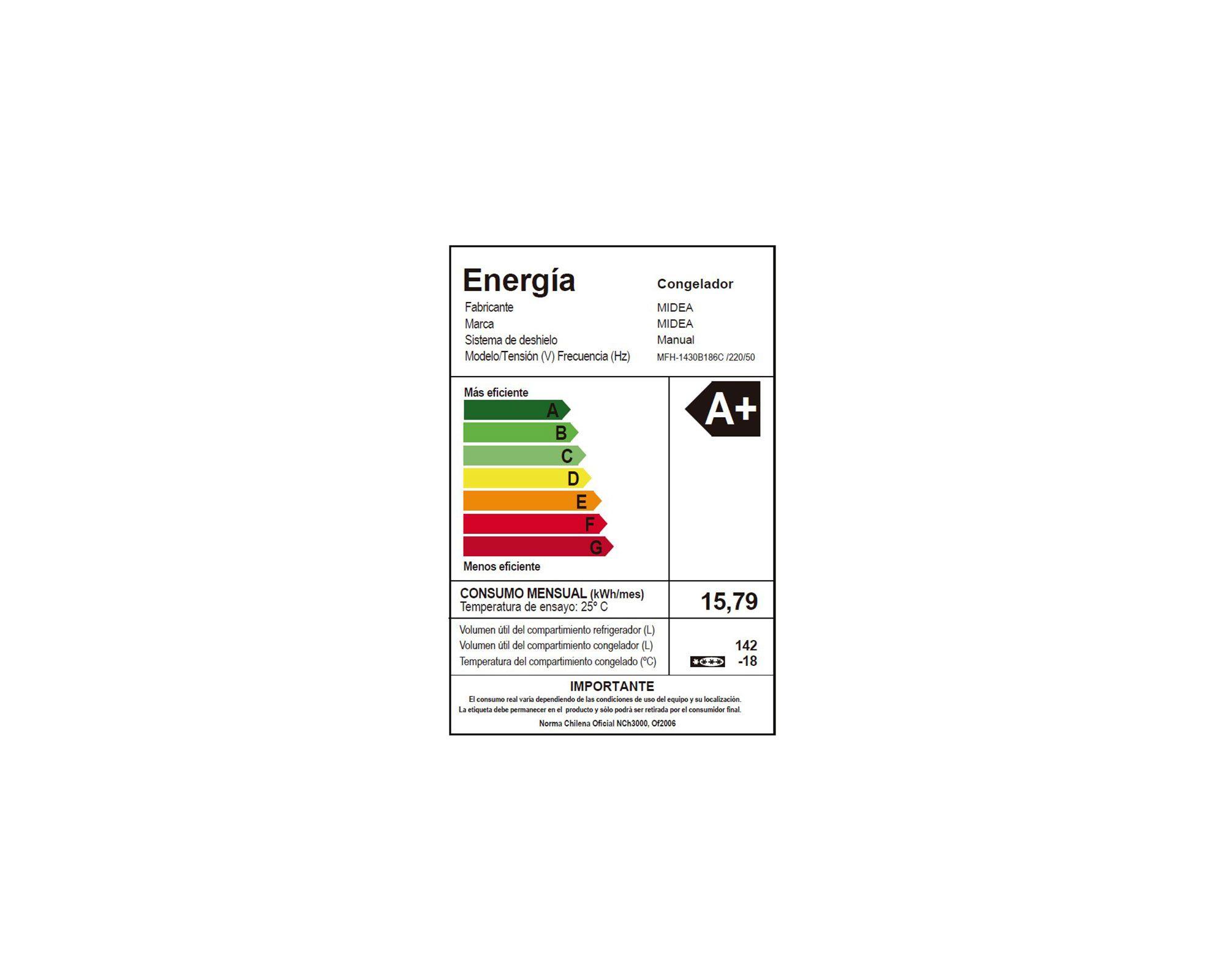 Freezer horizontal 142 litros MFH-1430B186C blanco Midea-7