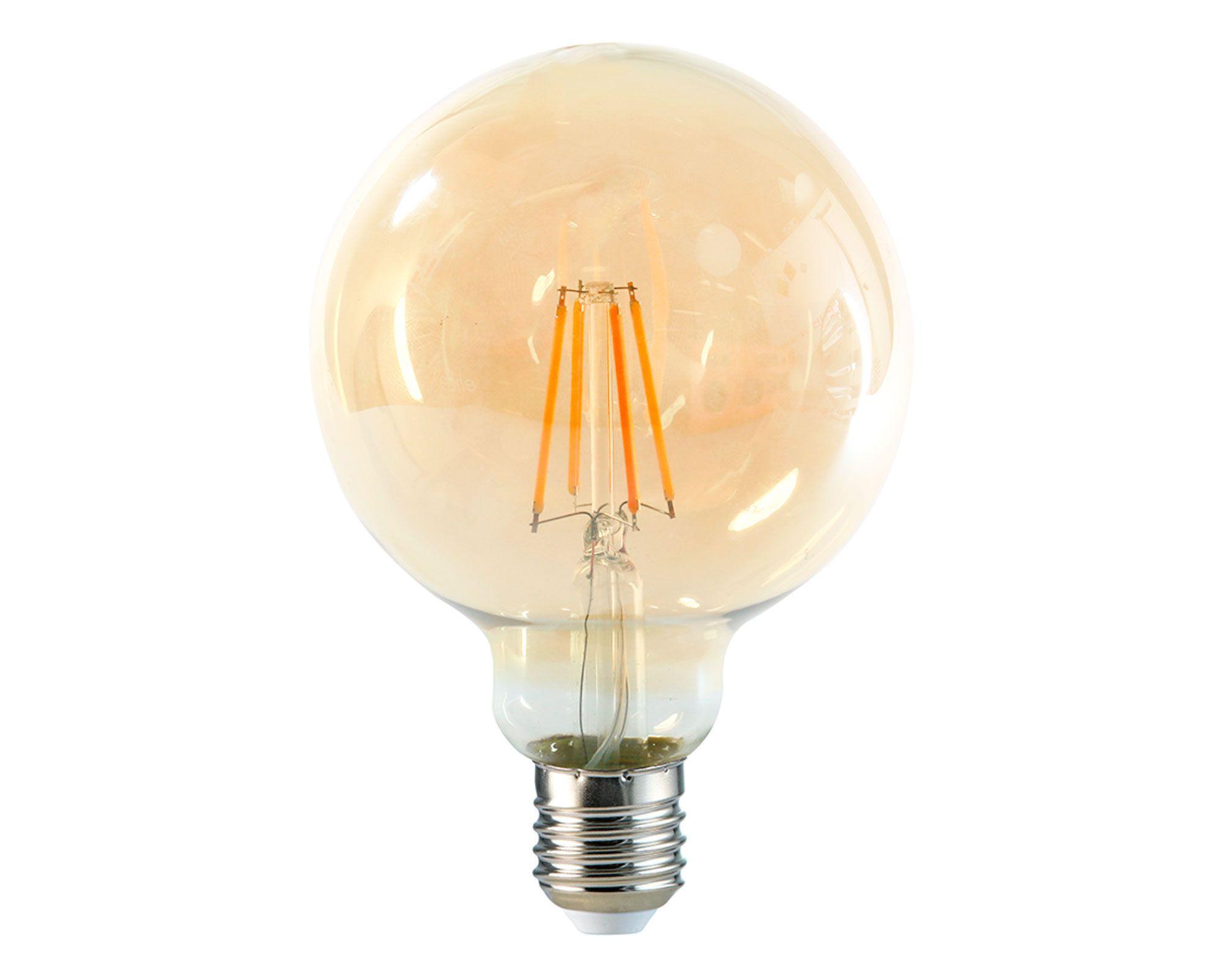 Ampolleta LED 6W E27 luz amarilla G95 Megabright-1