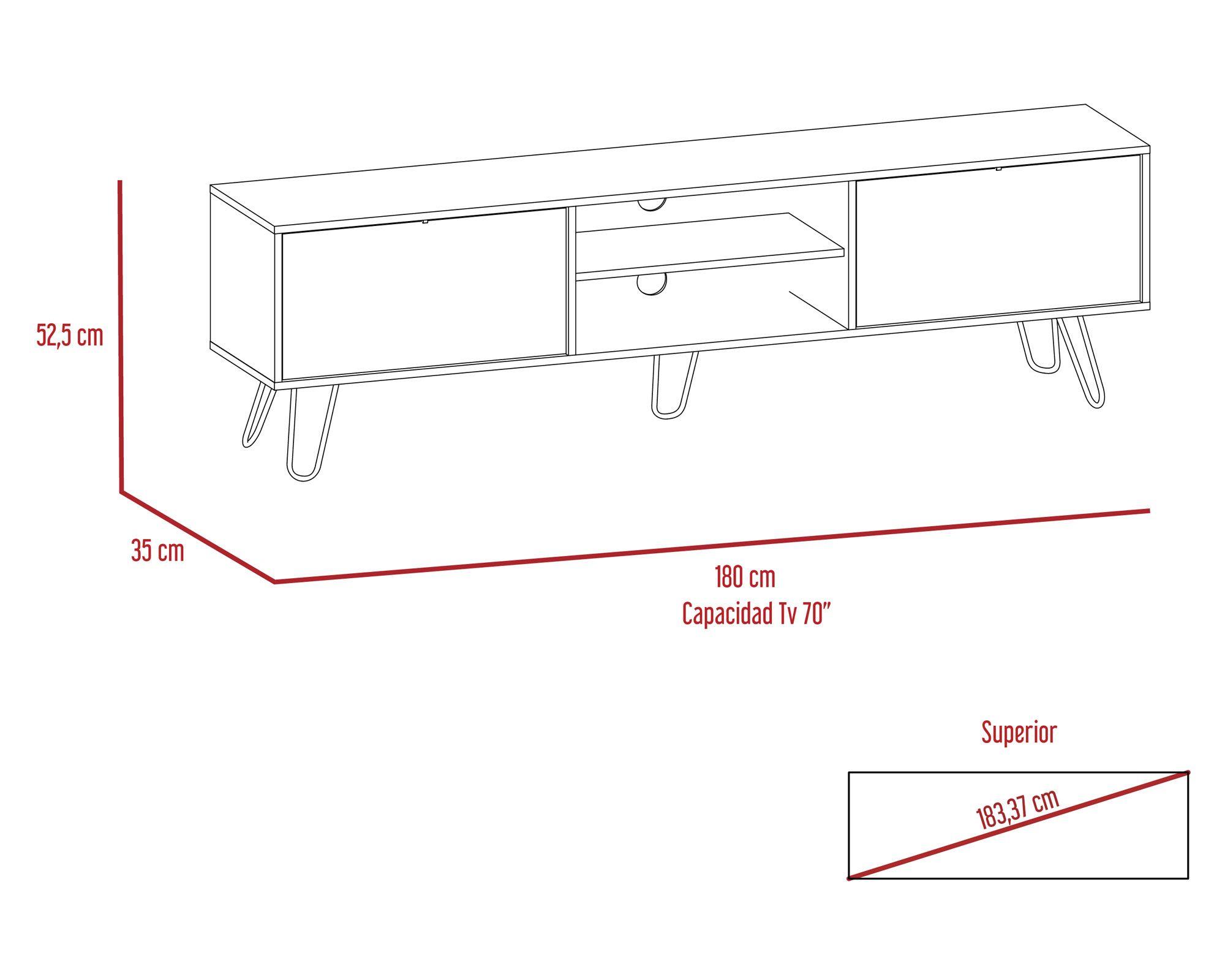 Rack TV 70'' Vassel miel/plomo TuHome-6