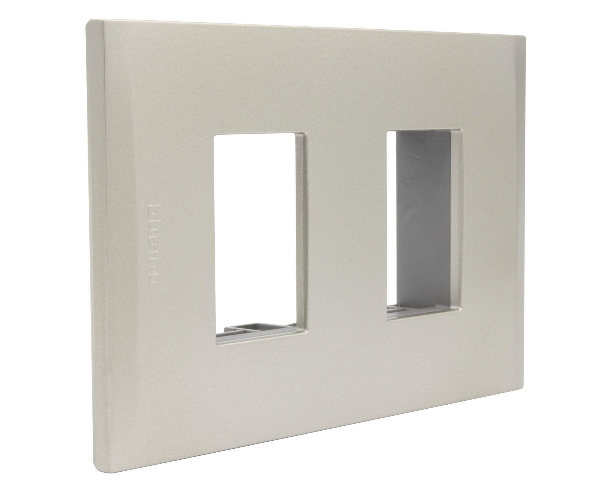 Placa 2 módulos + soporte Nobile perla Bticino-1