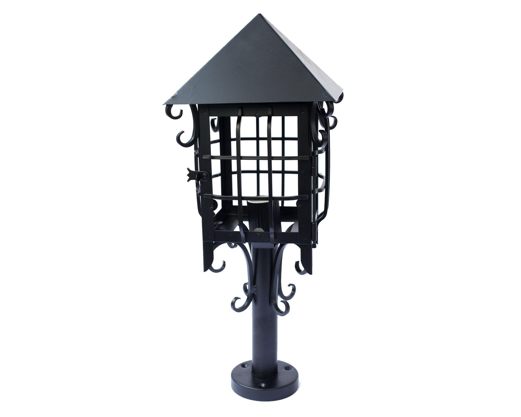Farol 1L E27 Colonial con pilastra negro mate Euro.-0