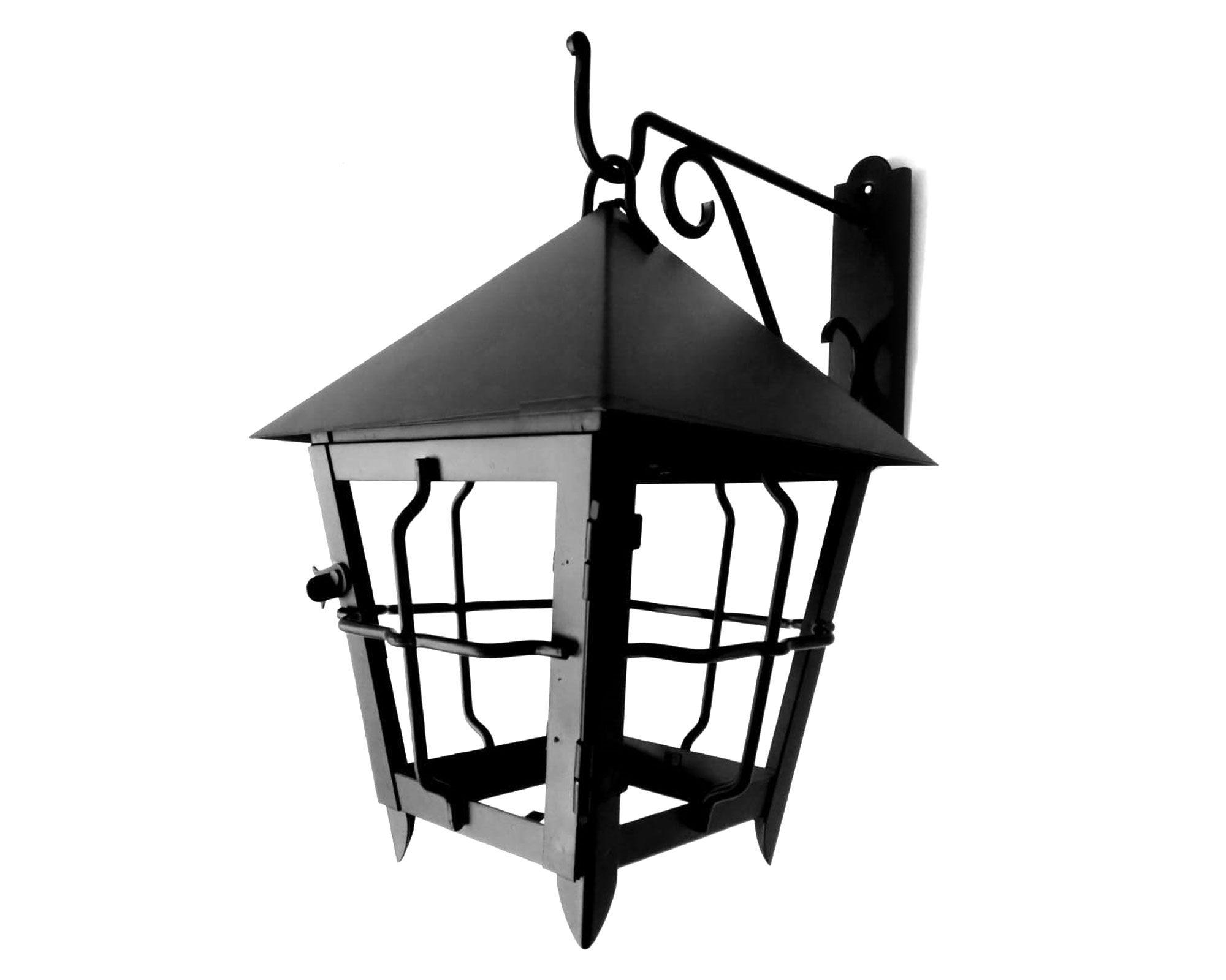Farol 1L E27 Málaga con soporte negro mate Euro.-0