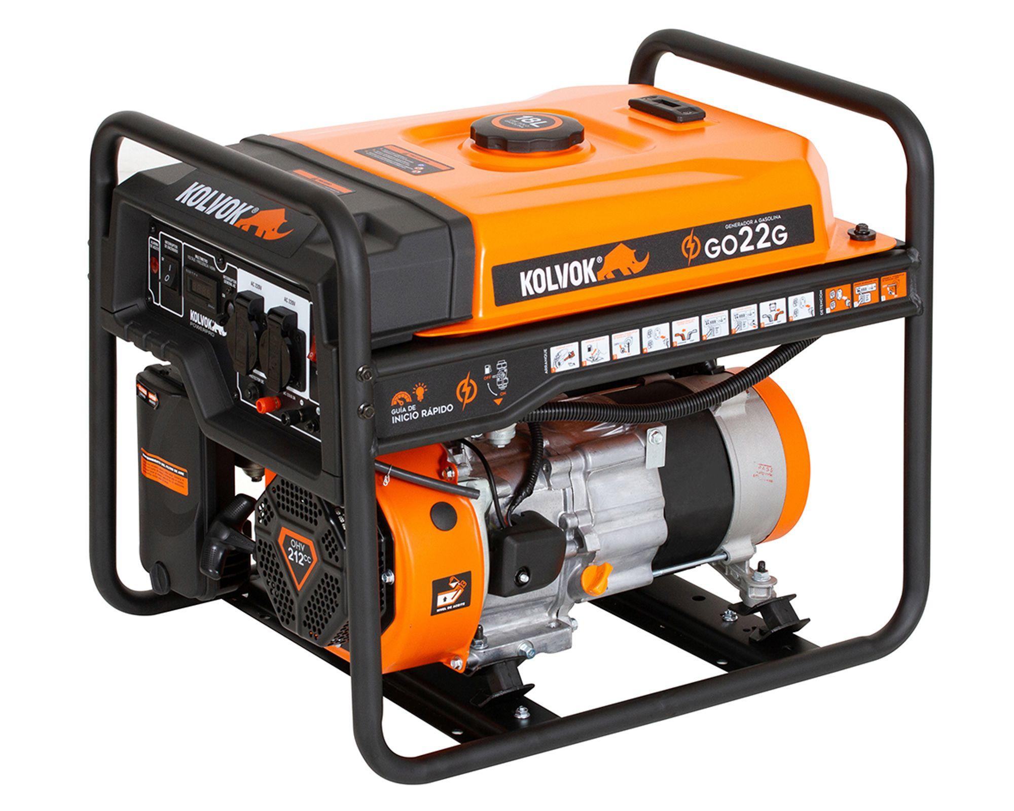 Generador eléctrico a gasolina partida manual 2200W GO22G Kolvok-1