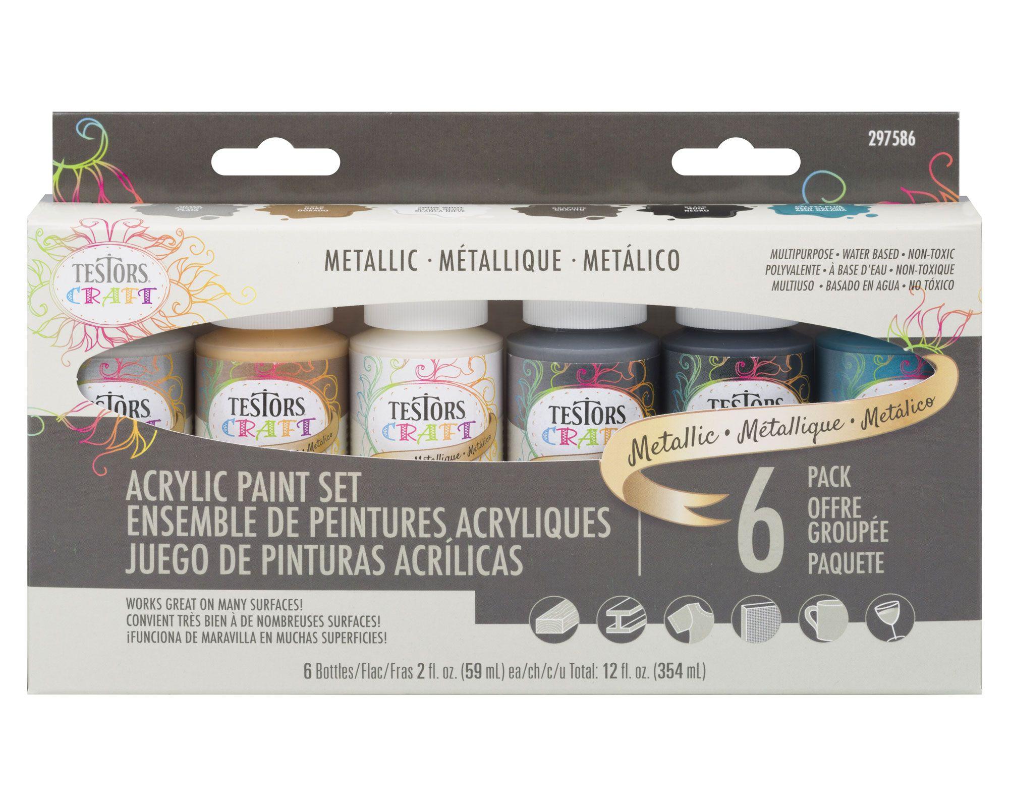 Pintura acrílica 59 ml metálico 6 unidades Testors Craft.-0
