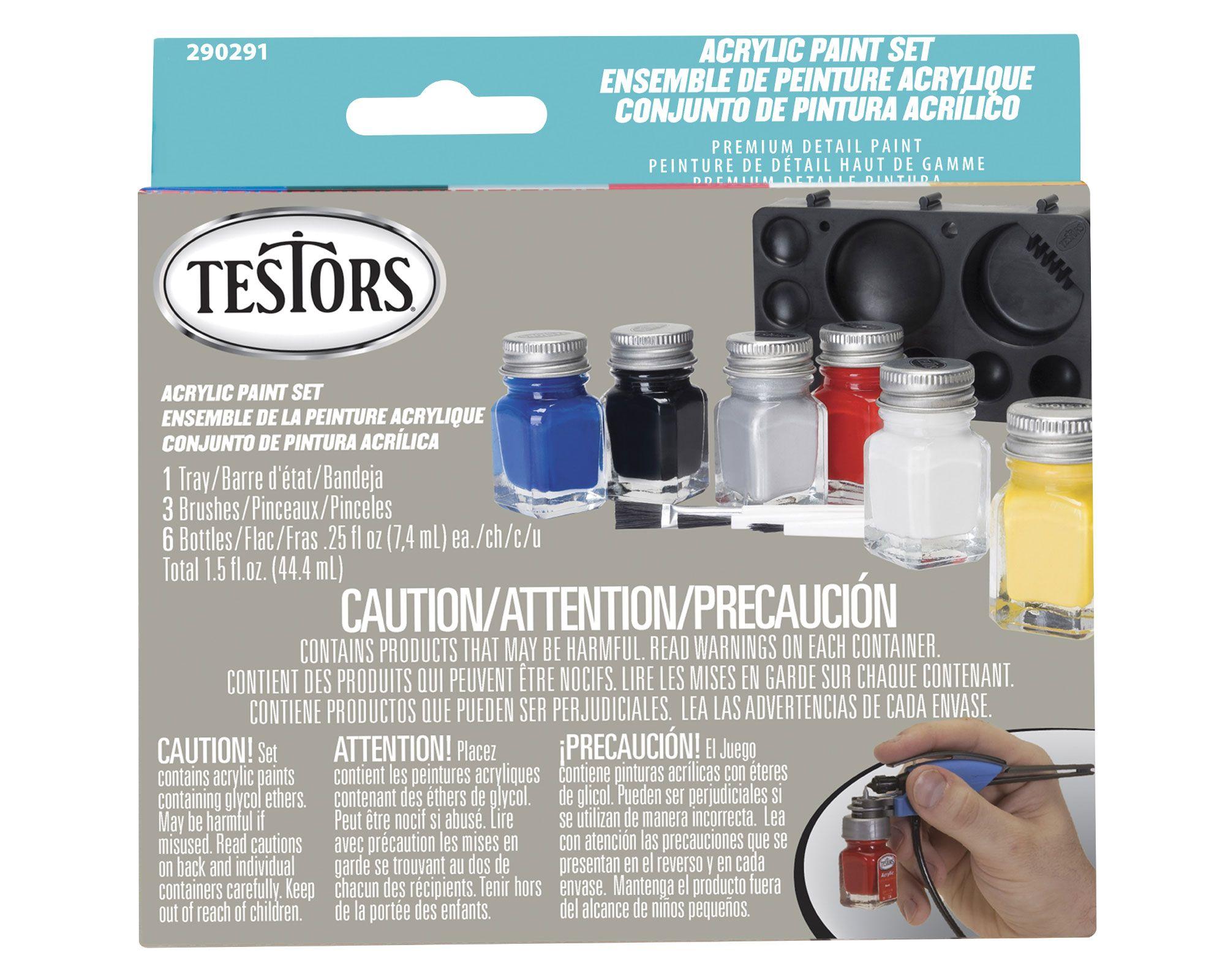 Pintura acrílica 6 unidades + 3 pincel + bandeja Primarios Testors-0