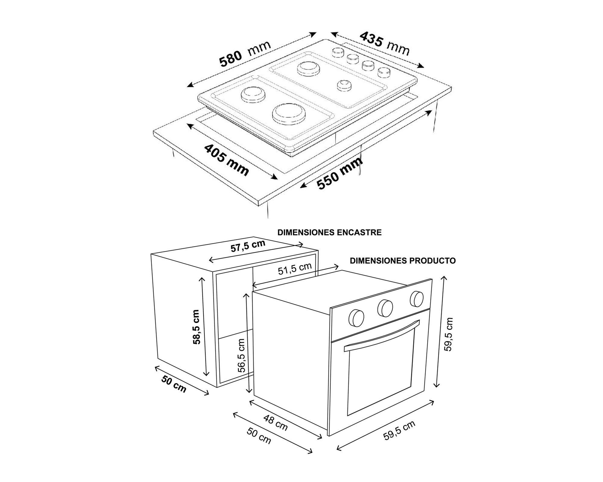 Horno + encimera + campana Kit-138 Sindelen-4