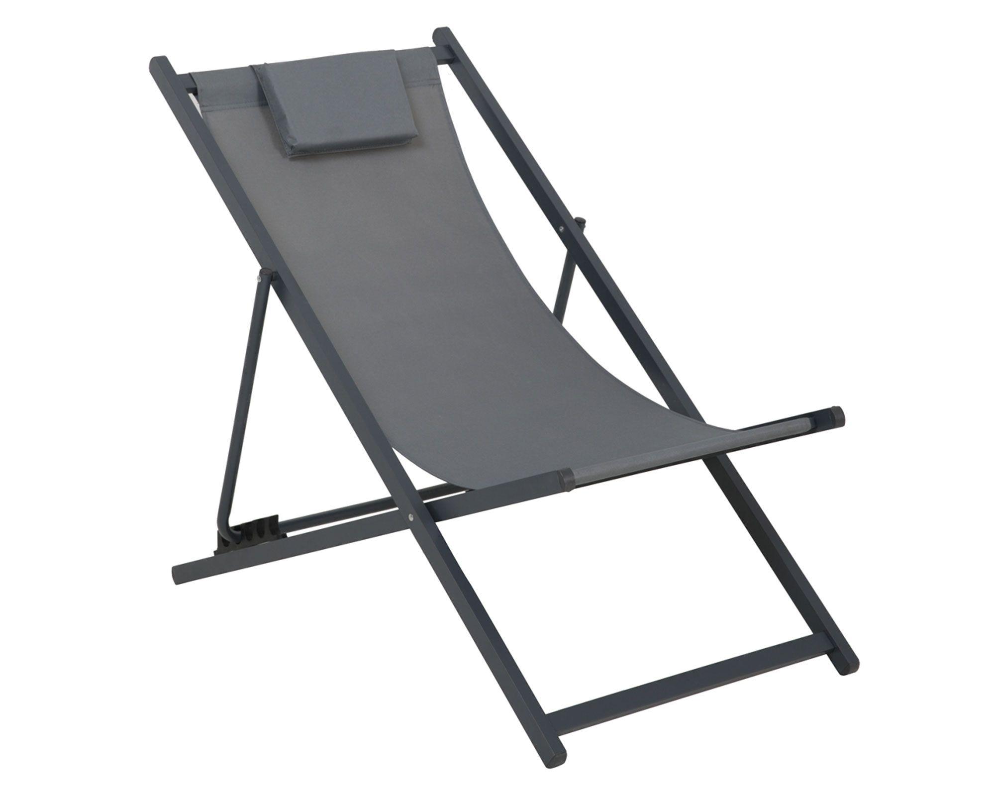 Reposera con almohada gris Outzen.-0