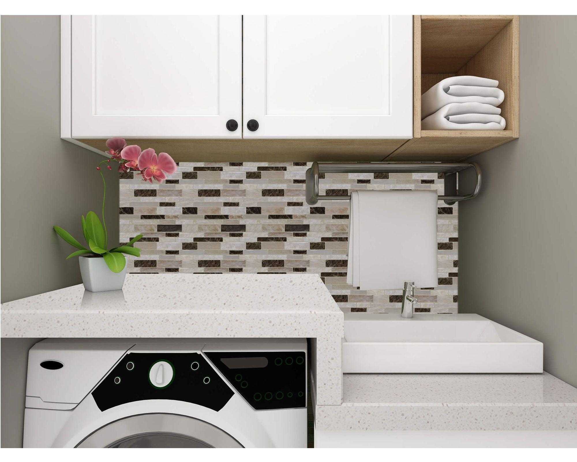 Mosaico autoadhesivo 30x30 cm Lineal marrón-2