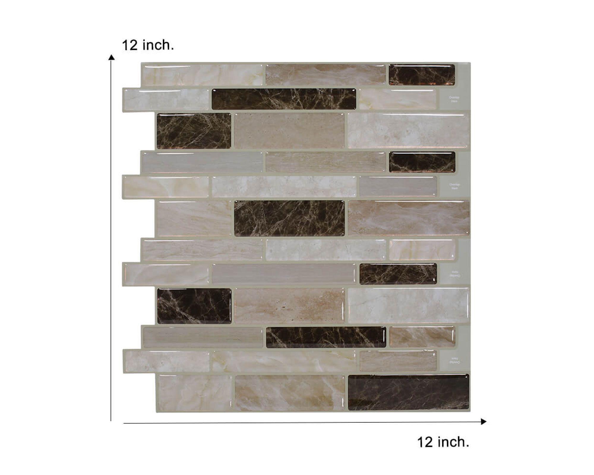 Mosaico autoadhesivo 30x30 cm Lineal marrón-1