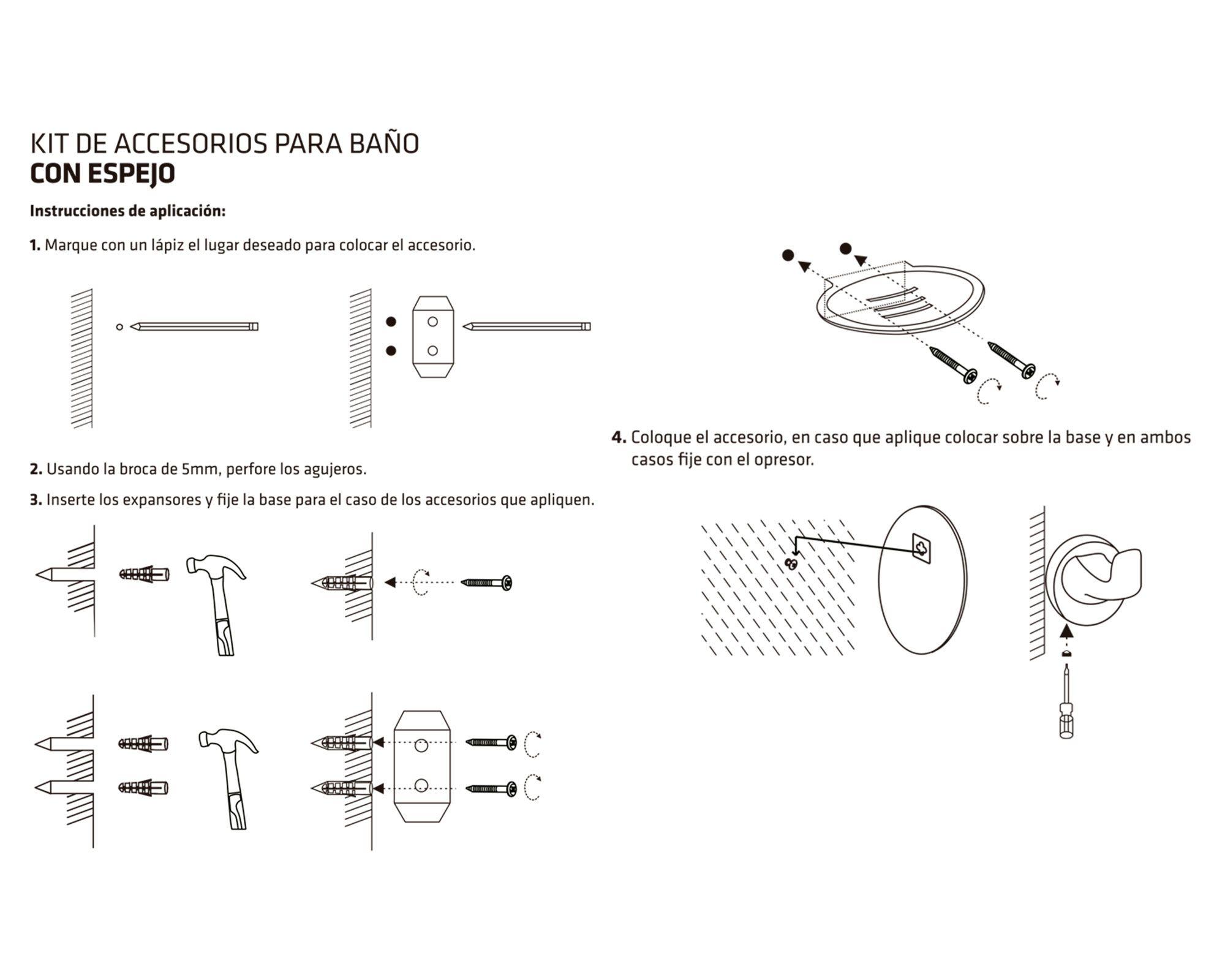 Set accesorios baño plateado 5 piezas-5