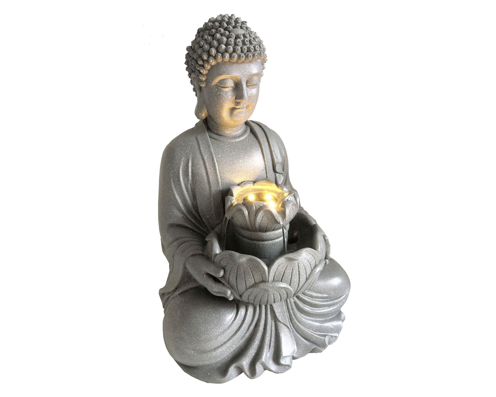 Fuente agua 29 cm Buda sentado LED Outzen-2