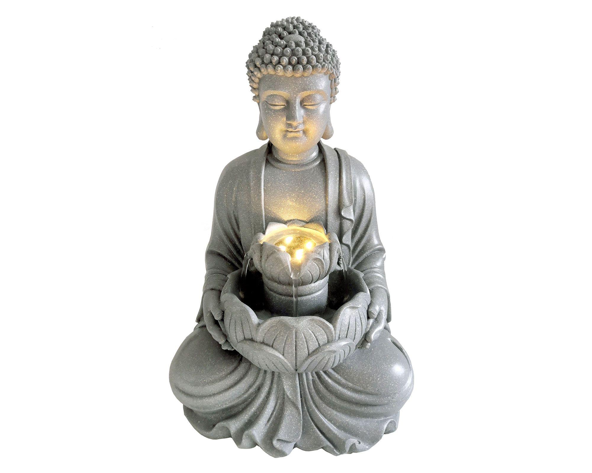 Fuente agua 29 cm Buda sentado LED Outzen-0