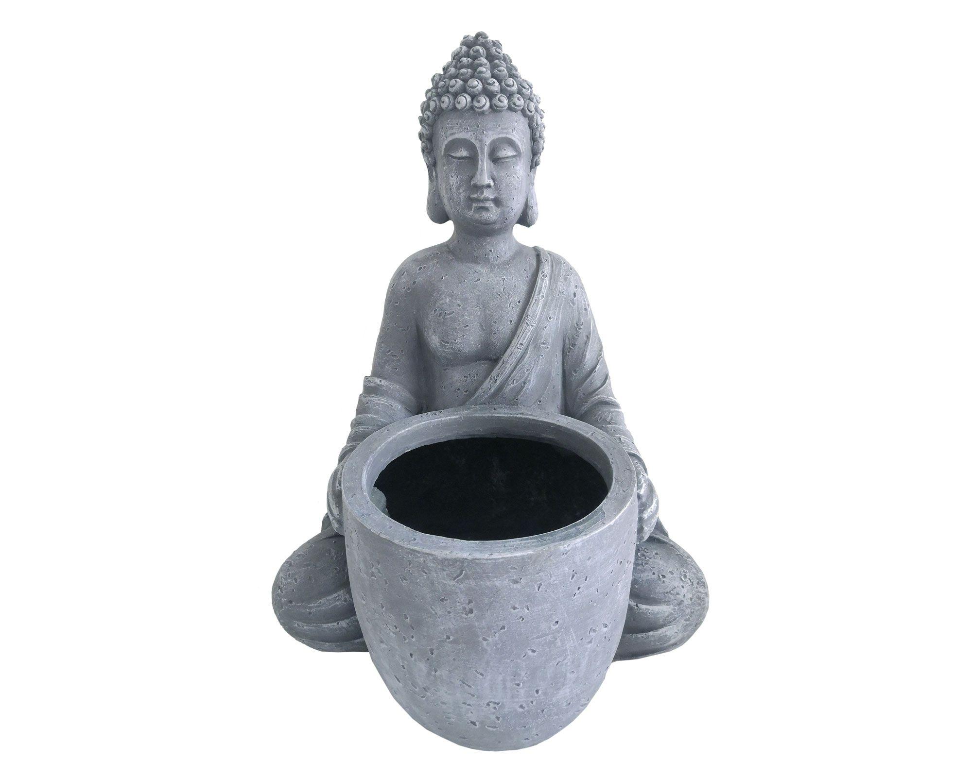 Figura decorativa Buda con maceta Outzen-0