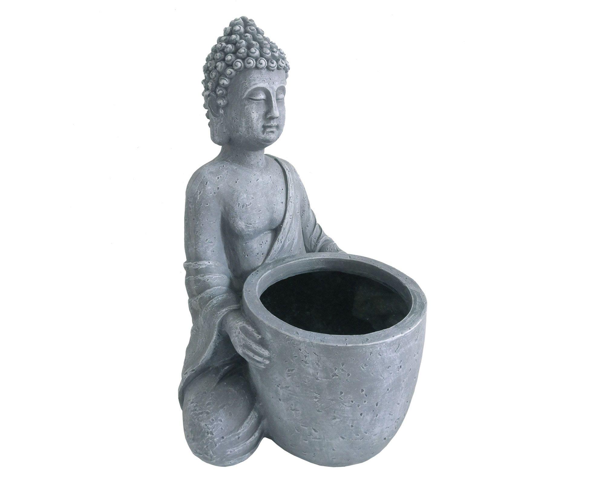 Figura decorativa Buda con maceta Outzen-1