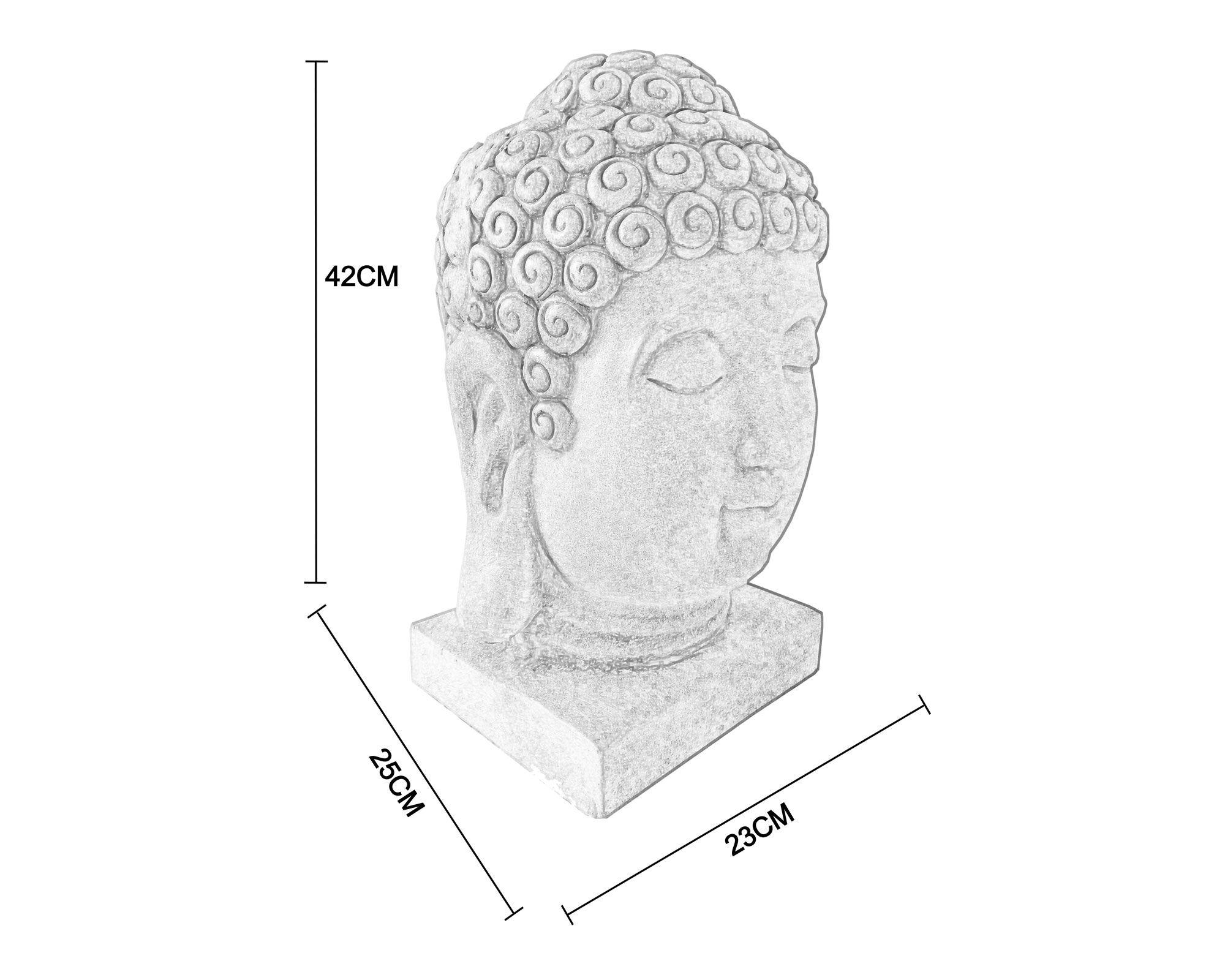 Figura decorativa 42 cm cabeza buda gris claro Outzen-4