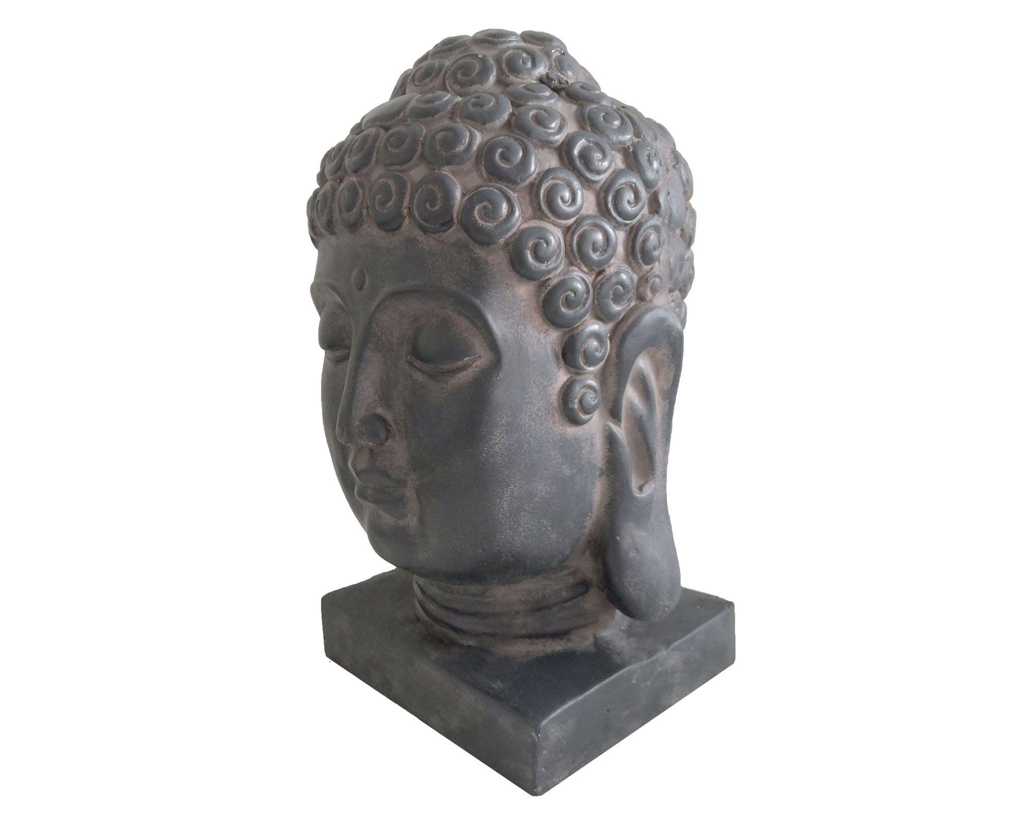 Figura decorativa 42 cm cabeza buda gris oscuro Outzen-1